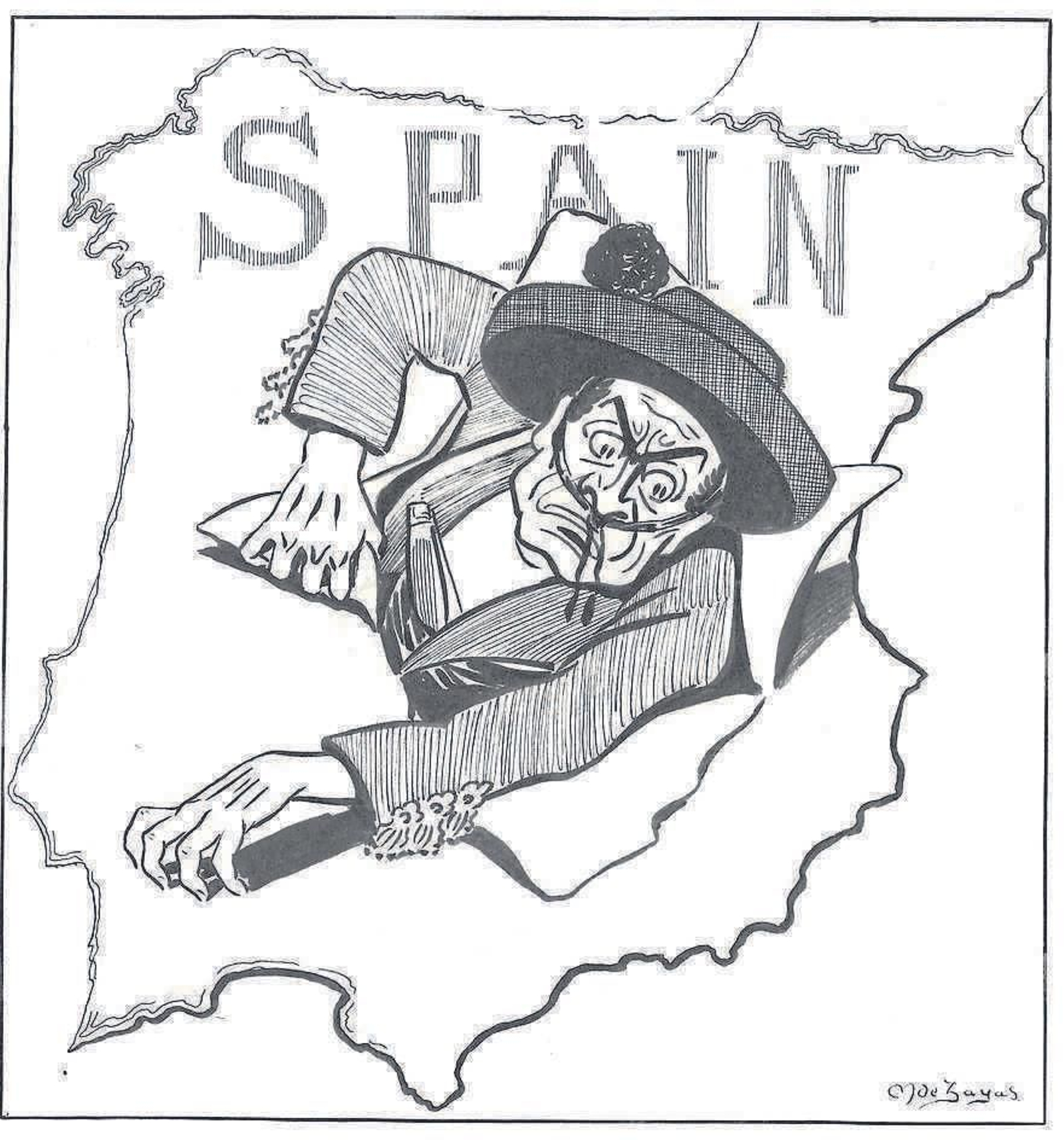 Dibujo de Marius Zayas alusivo a España, la patria perdida.