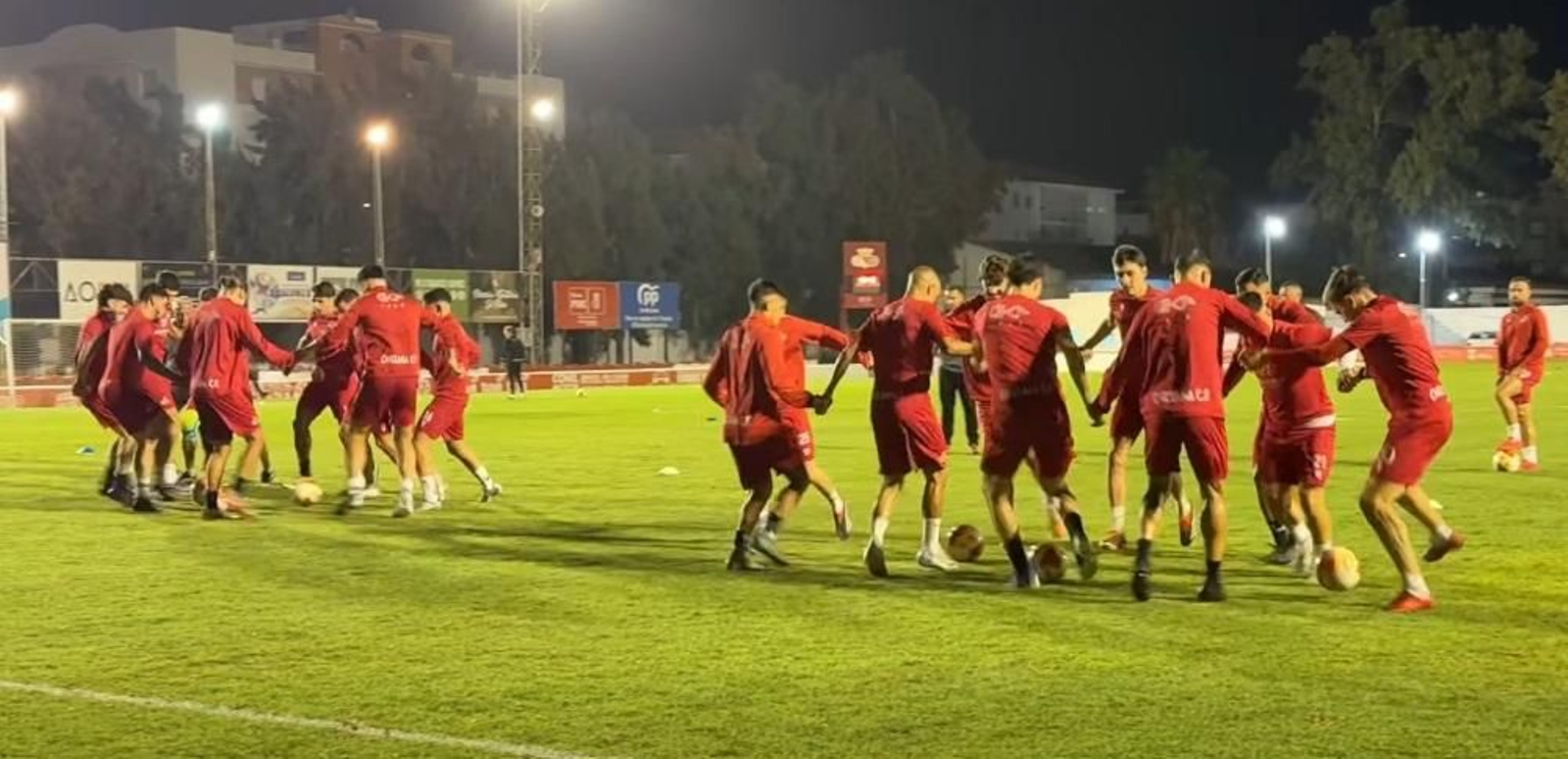 Entrenamiento del conjunto chiclanero en la presente semana.