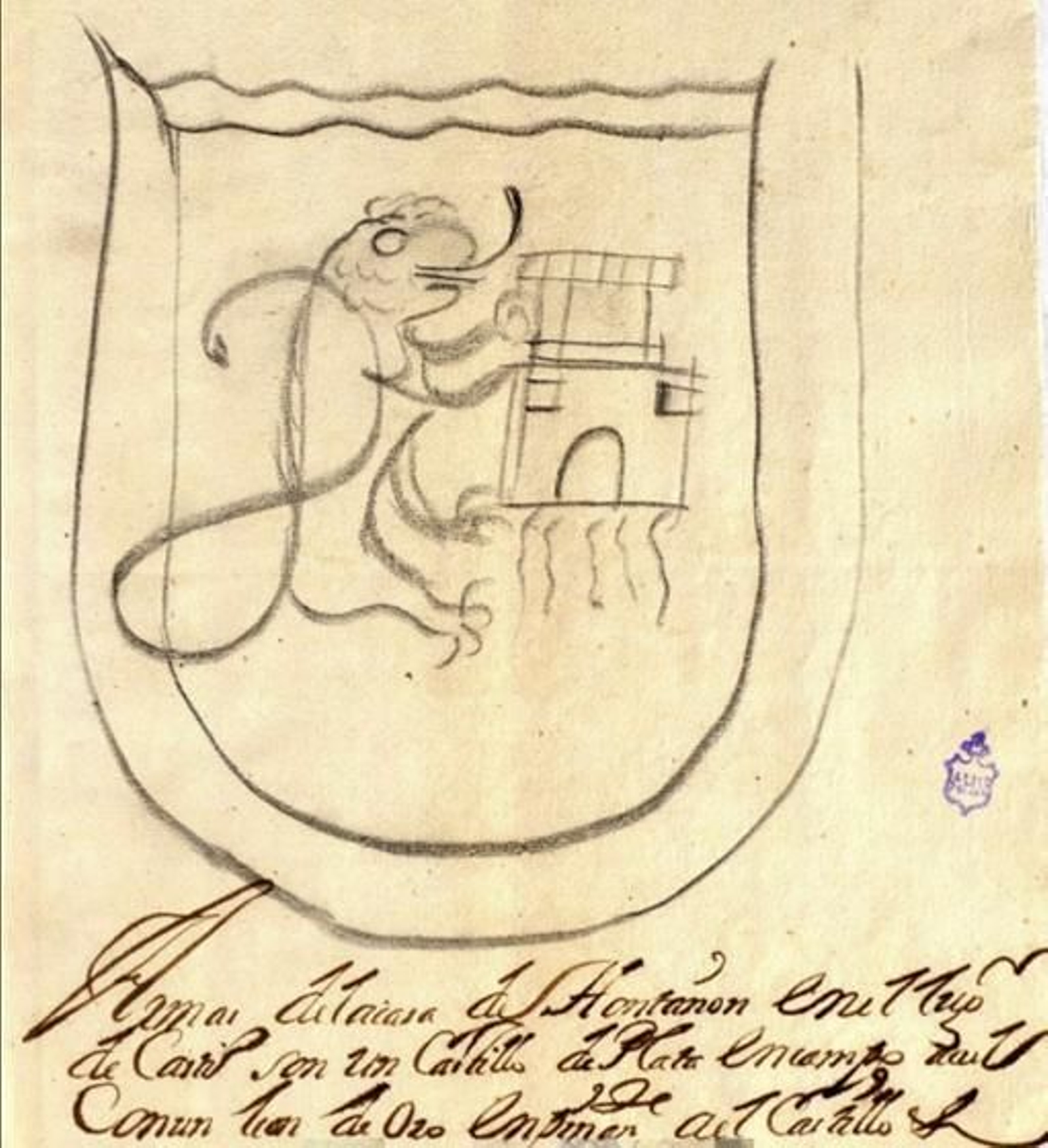 Boceto del escudo de armas de Ontañón.