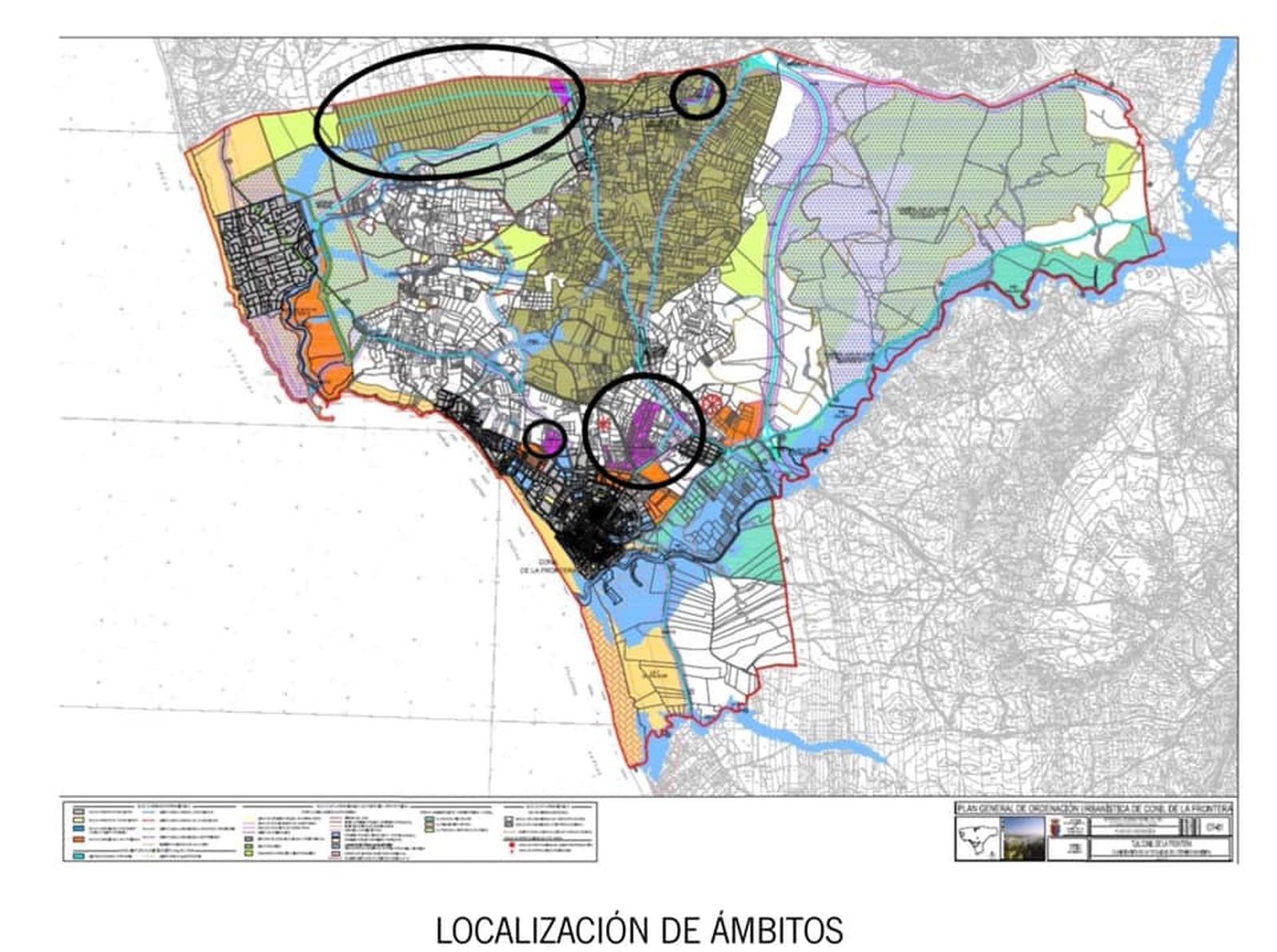 Plano en el que se recogen las distintas zonas sobre las que se pretende actuar.