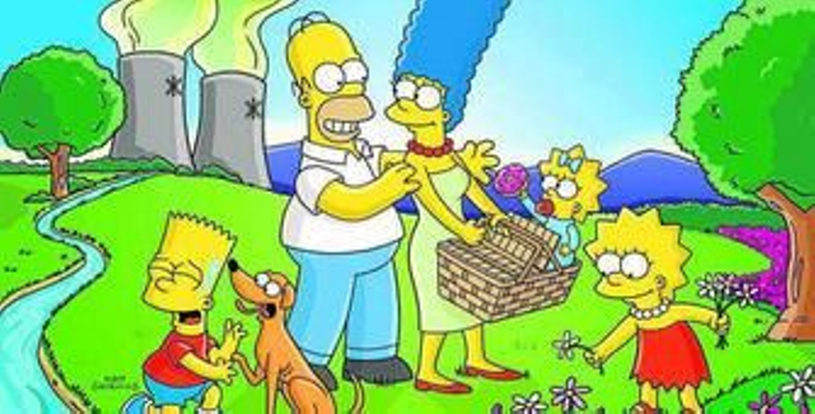 Una idílica estampa familiar de 'Los Simpson' en las inmediaciones de la central nuclear de Springfield.