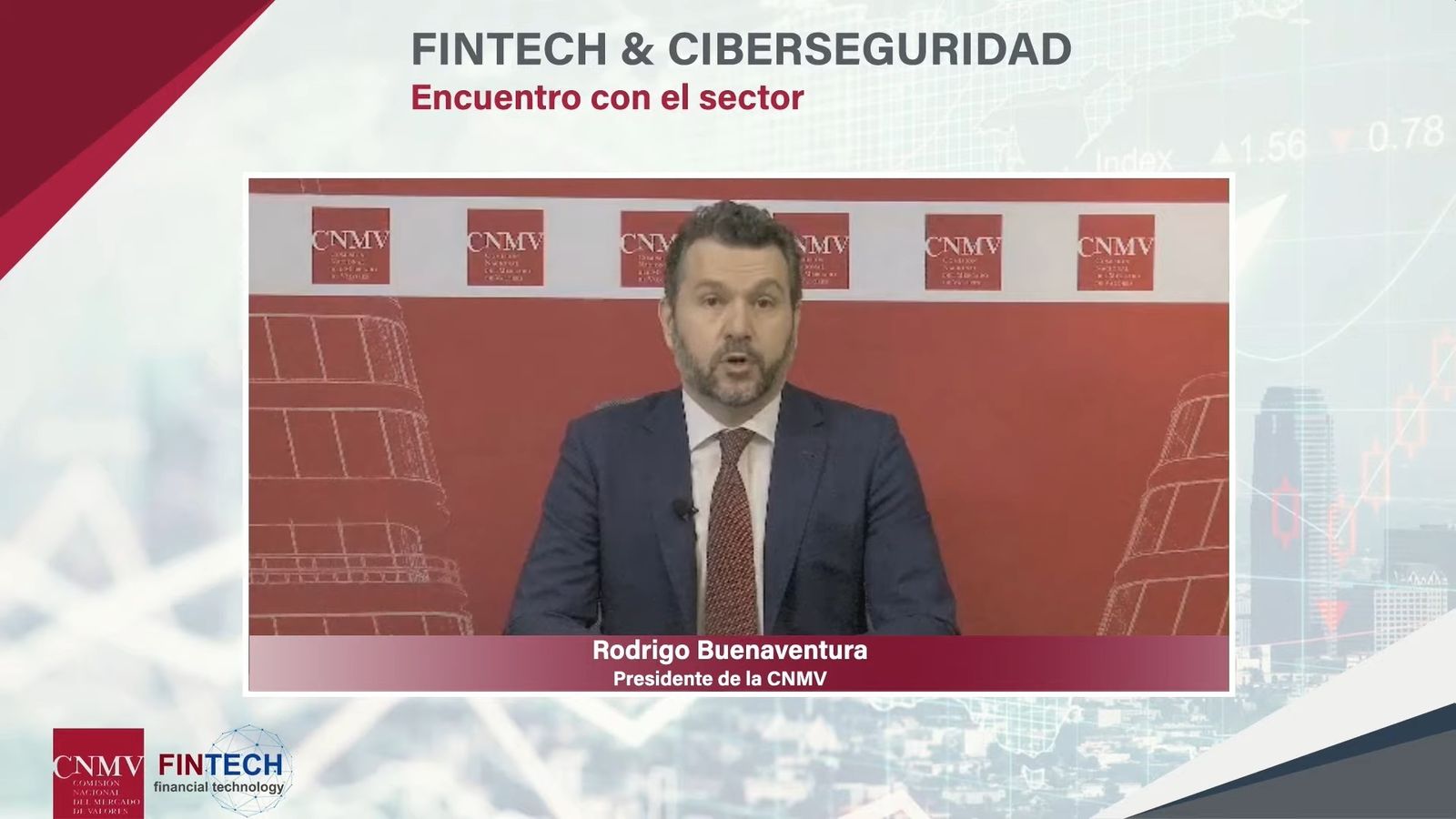 Rodrigo Buenaventura, presidente de la CNMV, este miércoles en un encuentro con el sector financiero.