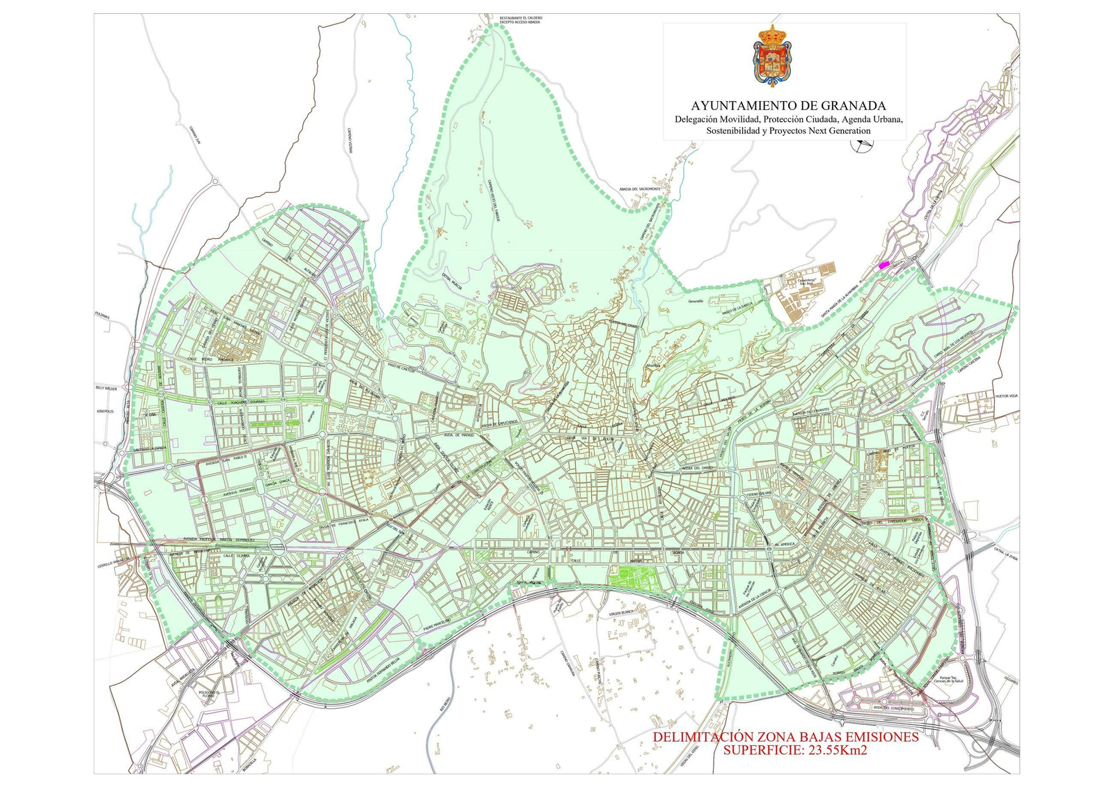 Delimitación de la Zona de Bajas Emisiones de Granada