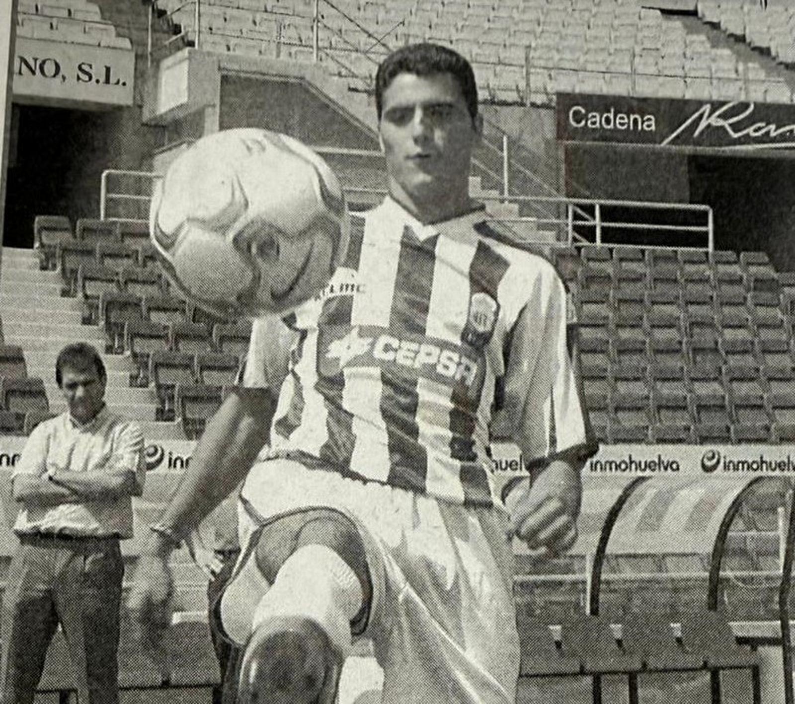 Dani Güiza en su presentación como jugador del Recreativo.