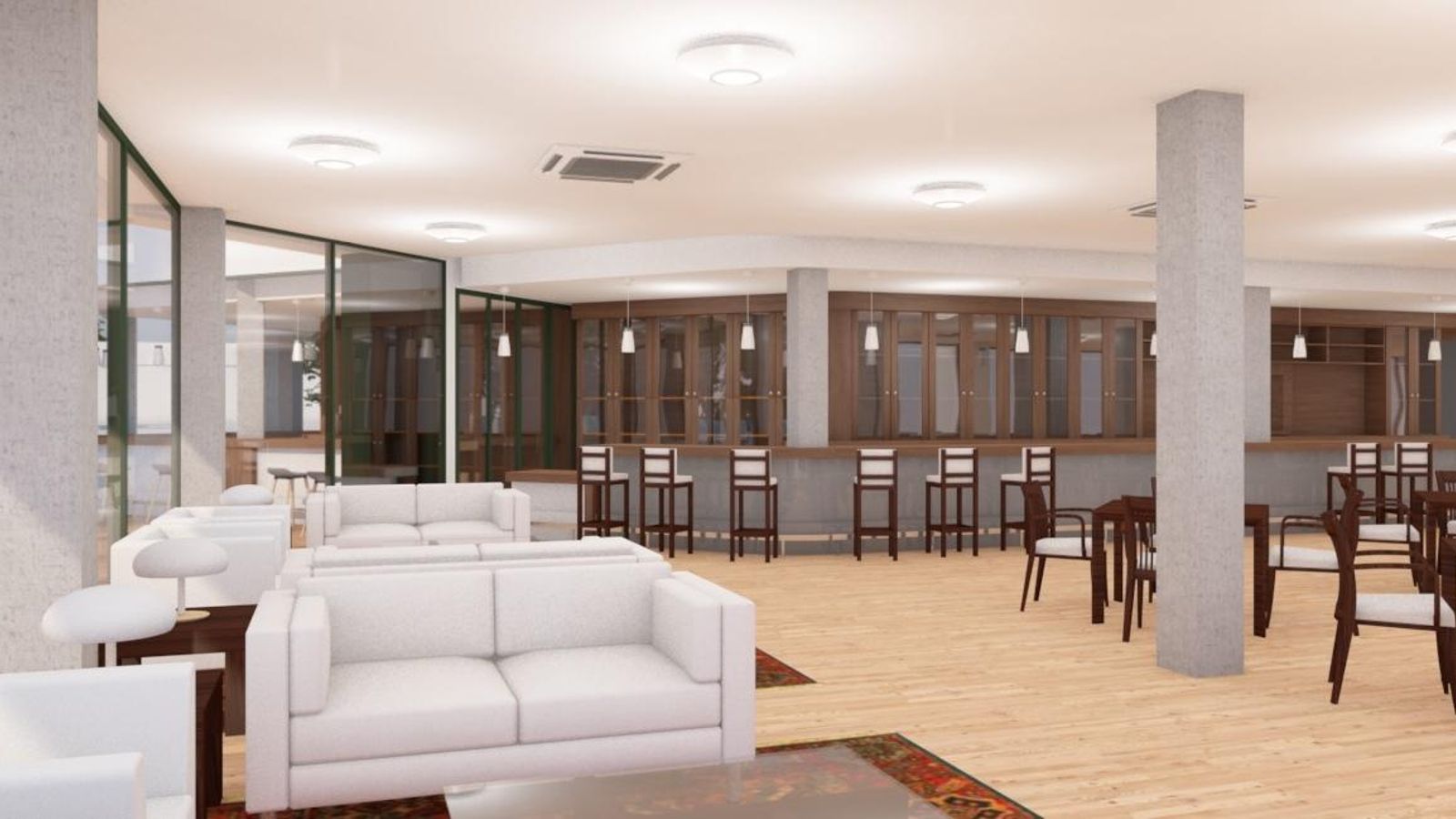 Recreación virtual de uno de los interiores del proyecto de remodelación de la sede deportiva de Los Remedios.