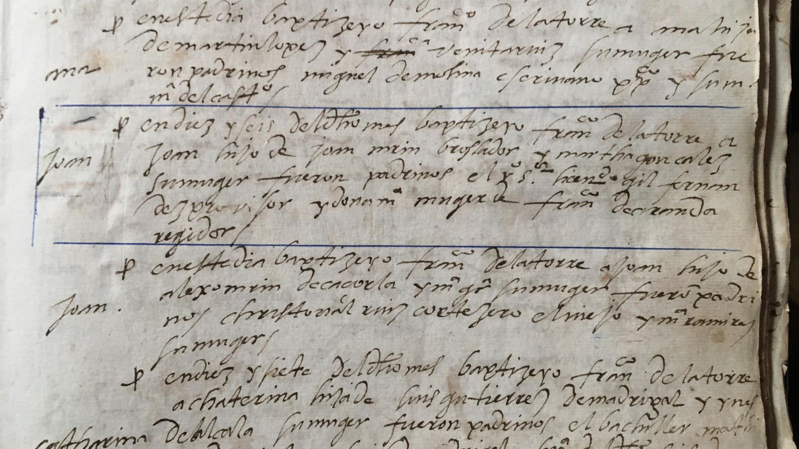 Partida de Bautismo de Juan Martínez Montañés, libro III de Bautismos, iglesia de las Angustias, Alcalá la Real. Partida de Bautismo de Juan Martínez Montañés, libro III de Bautismos, iglesia de las Angustias, Alcalá la Real.