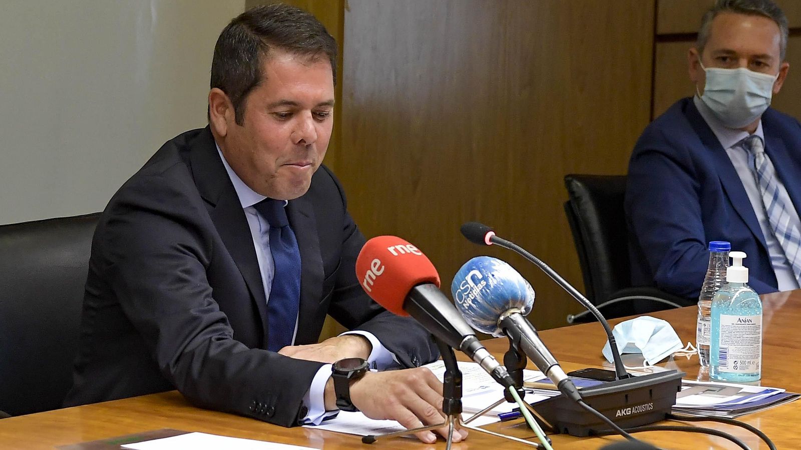 Gerardo Cuerva, antes de iniciar su comparecencia ante los medios de comunicación