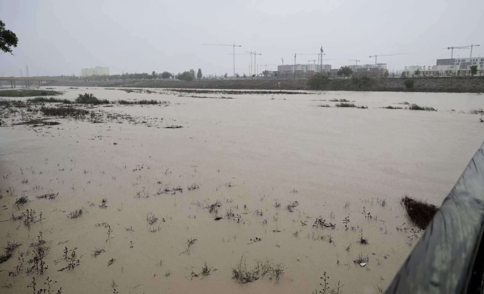 Las imágenes de la crecida del río Guadaíra a su paso por Sevilla