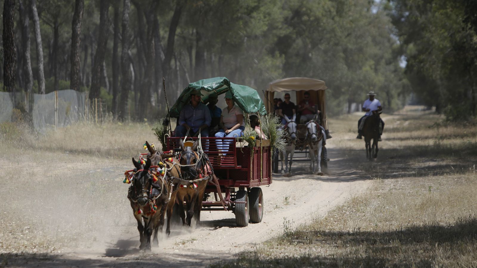 Imágenes de un viernes de Rocío sin romería