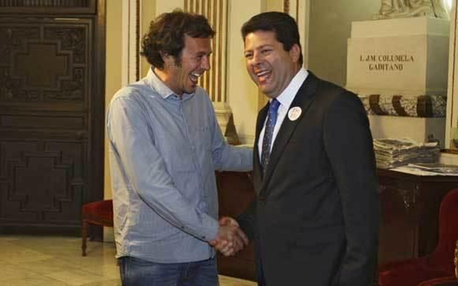 José María González y Fabian Picardo, reunidos en el Ayuntamiento de Cádiz el pasado martes. /Joaquín Pino