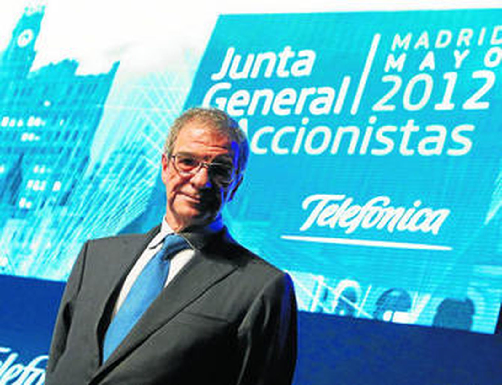 El presidente de Telefónica, César Alierta, durante la celebración de la última junta de accionistas.