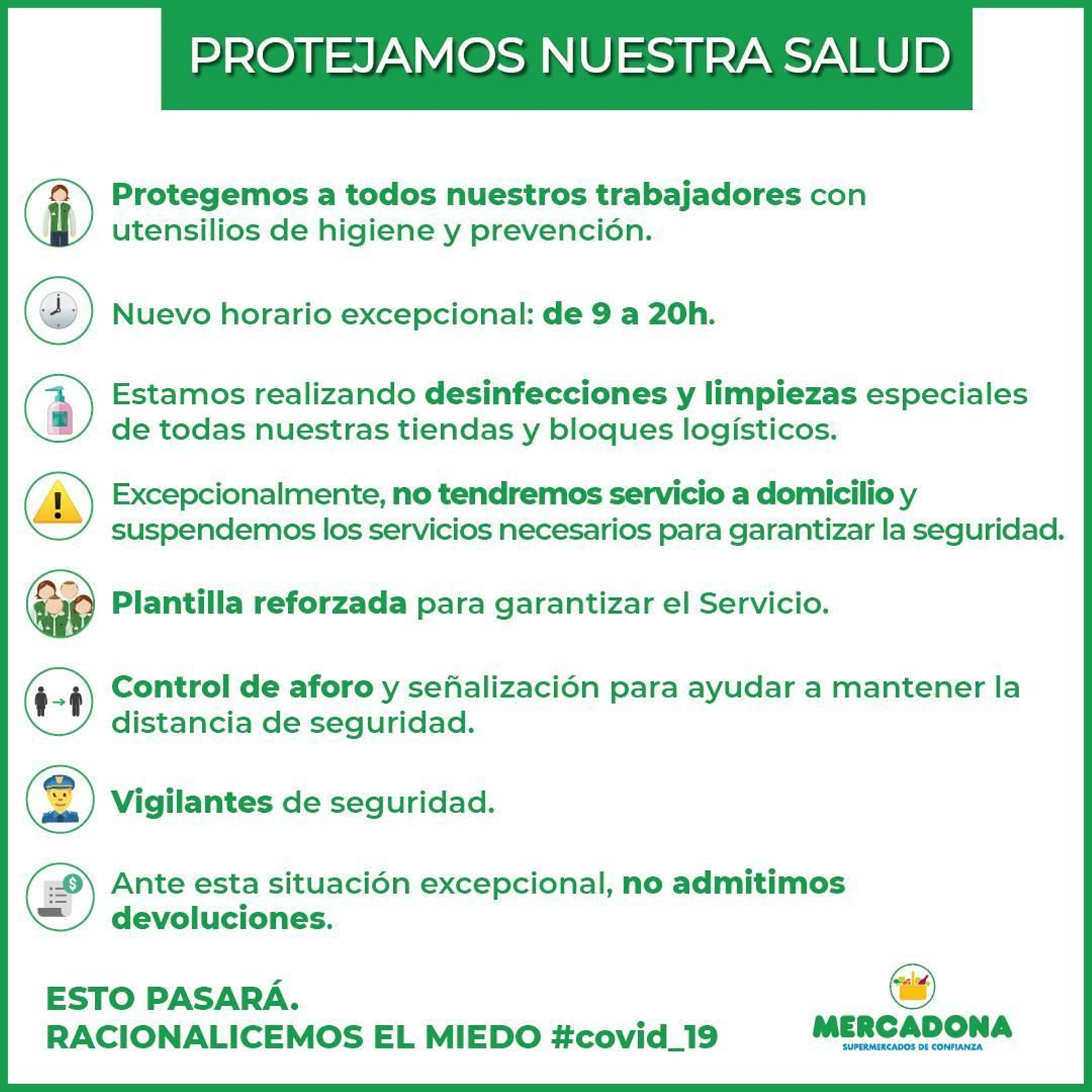 Algunas de las medidas acometidas desde Mercadona.