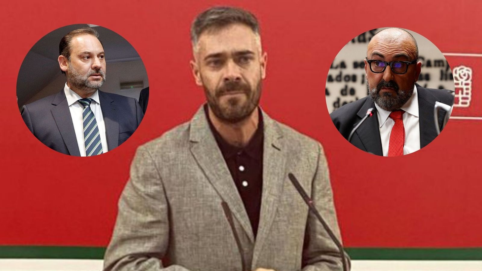 Felipe Sicilia entre Ábalos y Koldo.