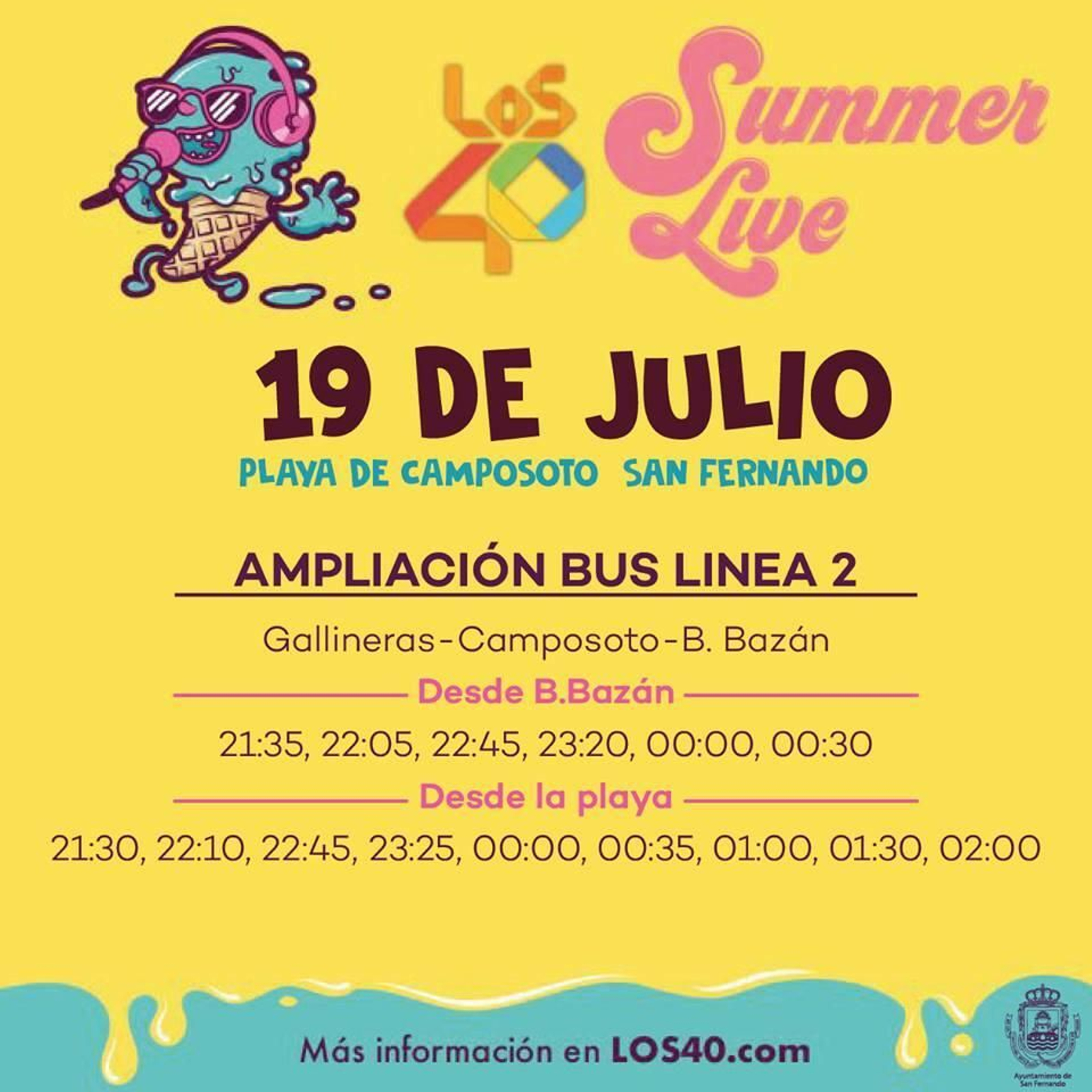 Ampliación de horarios de la línea 2 para el concierto de Los 40 Summer Live