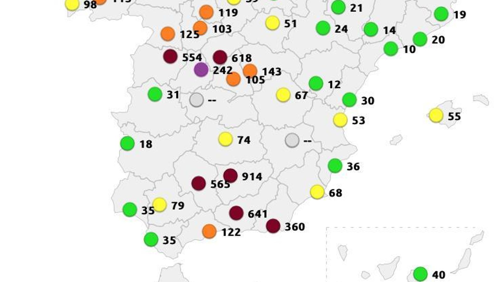 Mapa de la calidad del aire en España Mapa de la calidad del aire en España