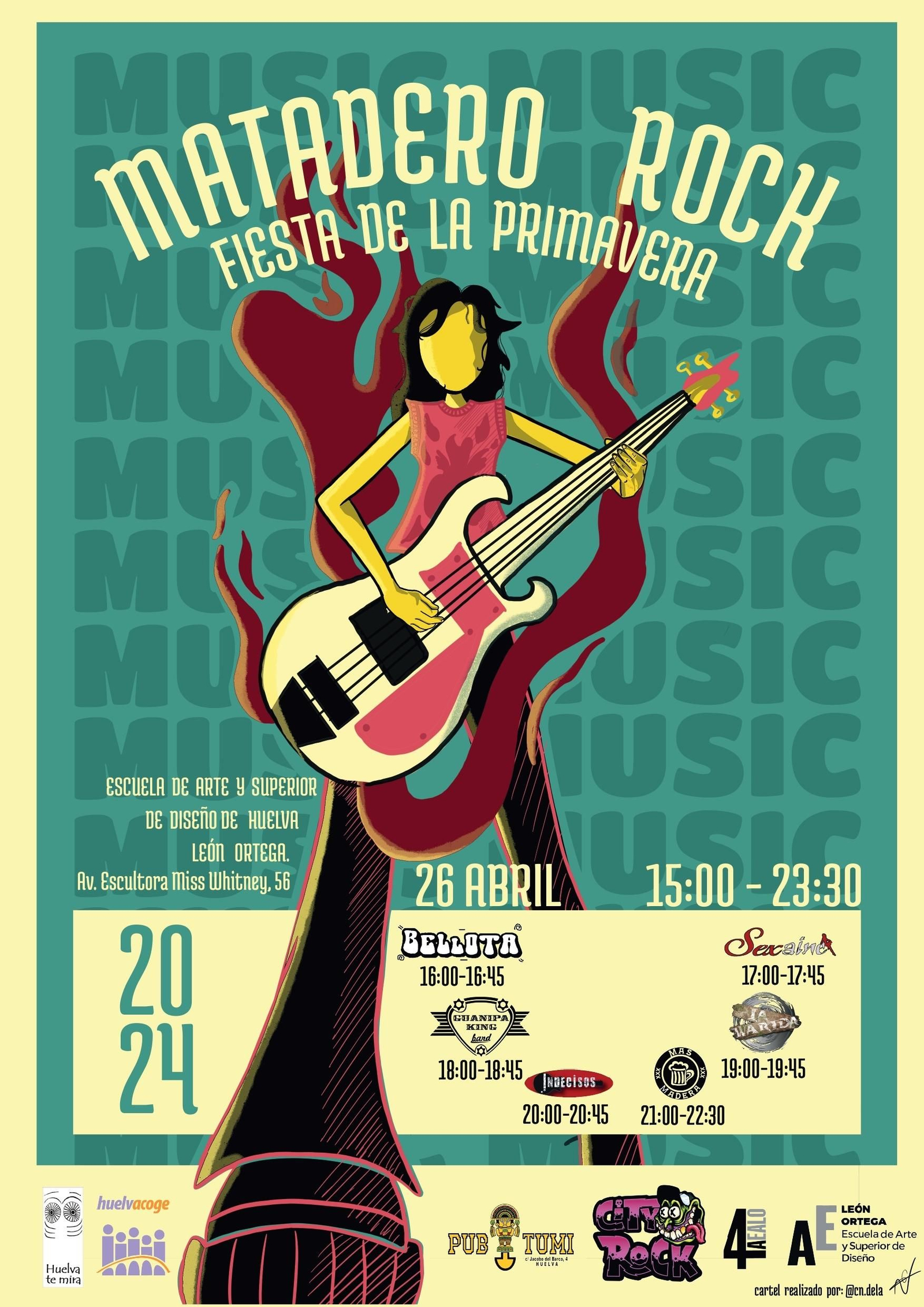 Cartel del Festival Matadero Rock en la Escuela de Arte.