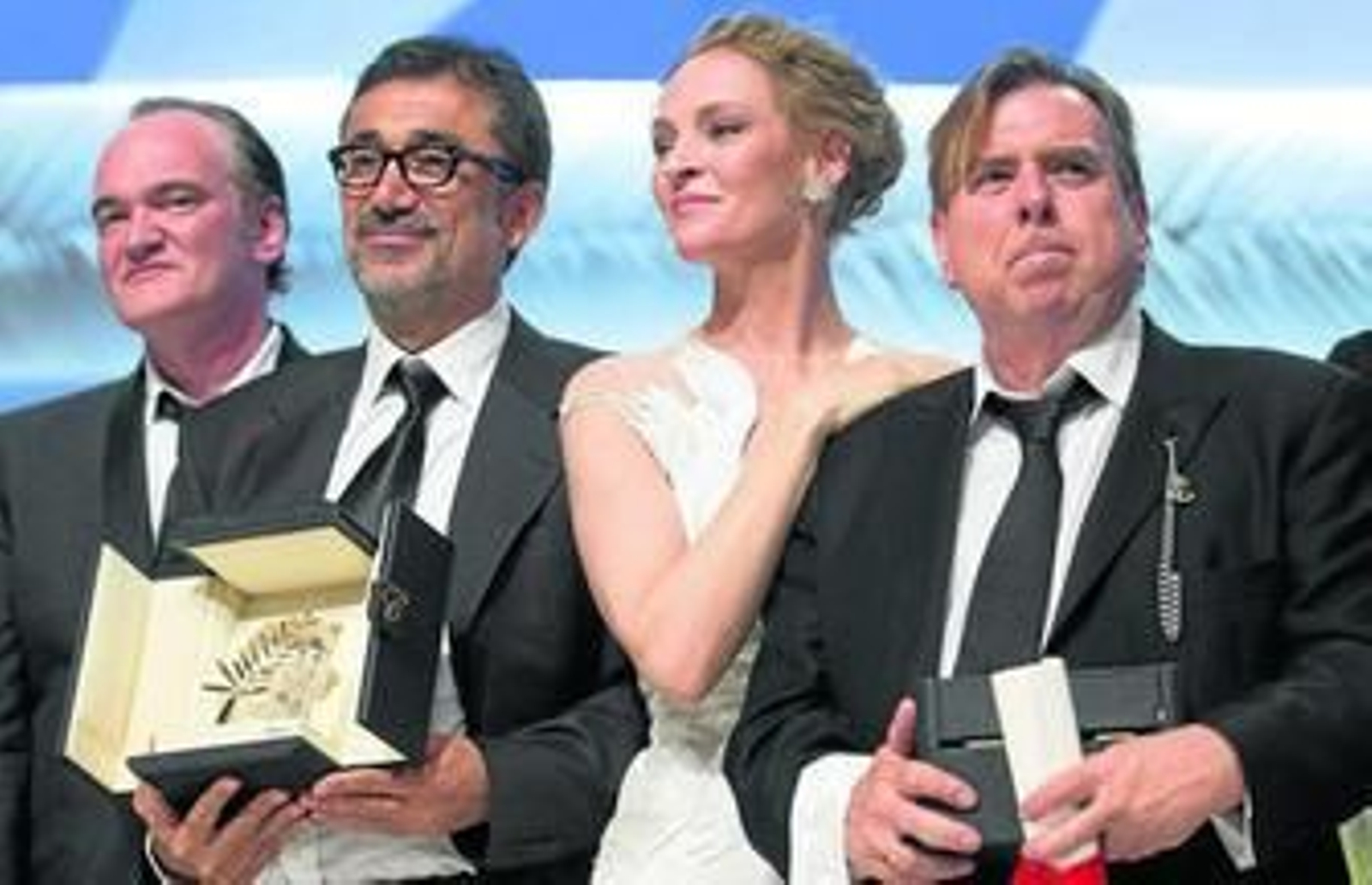 Quentin Tarantino, Nuri Bilge Ceylan, ganador de la Palma de Oro, Uma Thurman y Timothy Spall, mejor actor.
