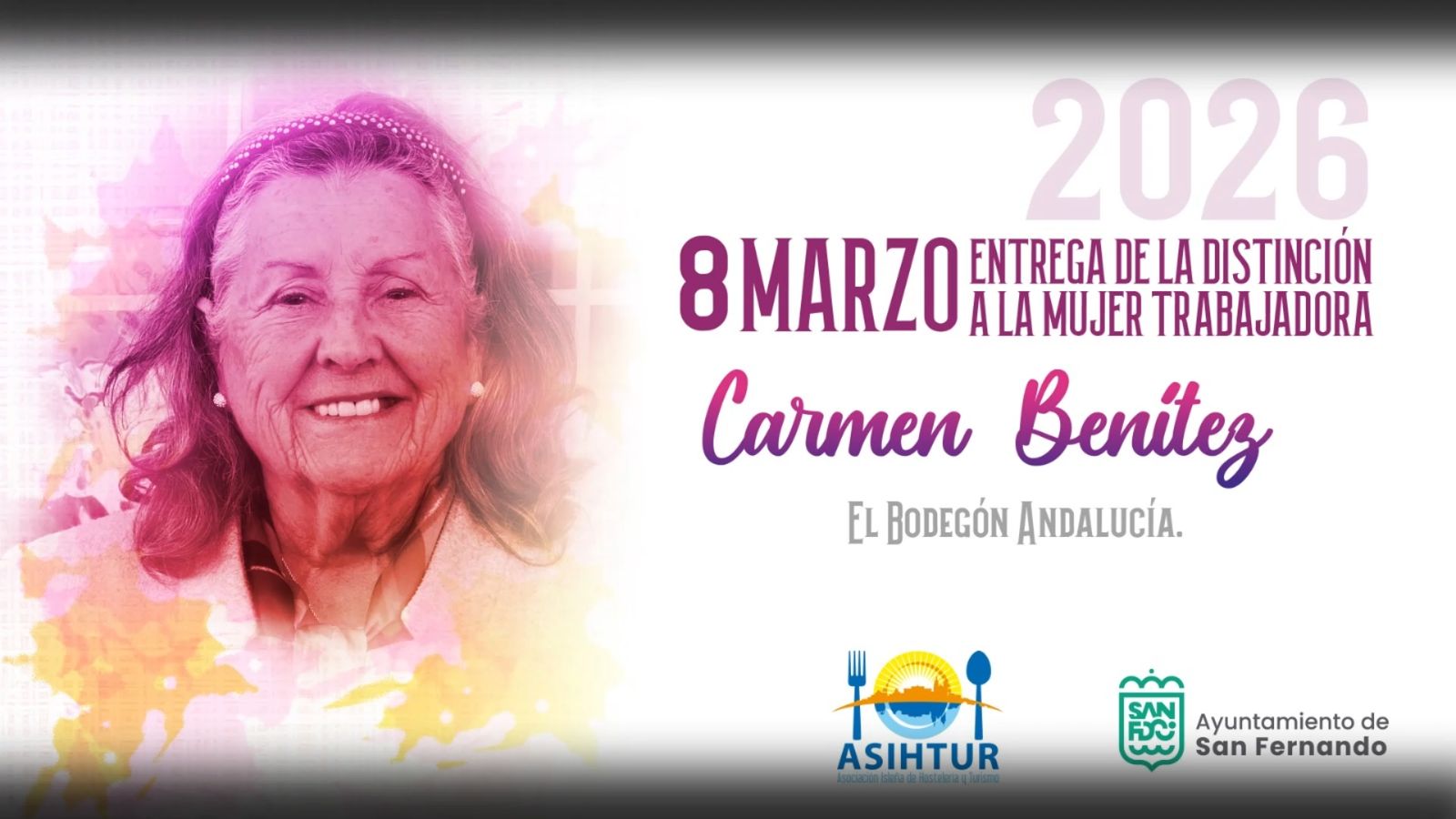Asihtur homenajea a Carmen Benítez (Bodegón de Andalucía) por el 8M de San Fernando