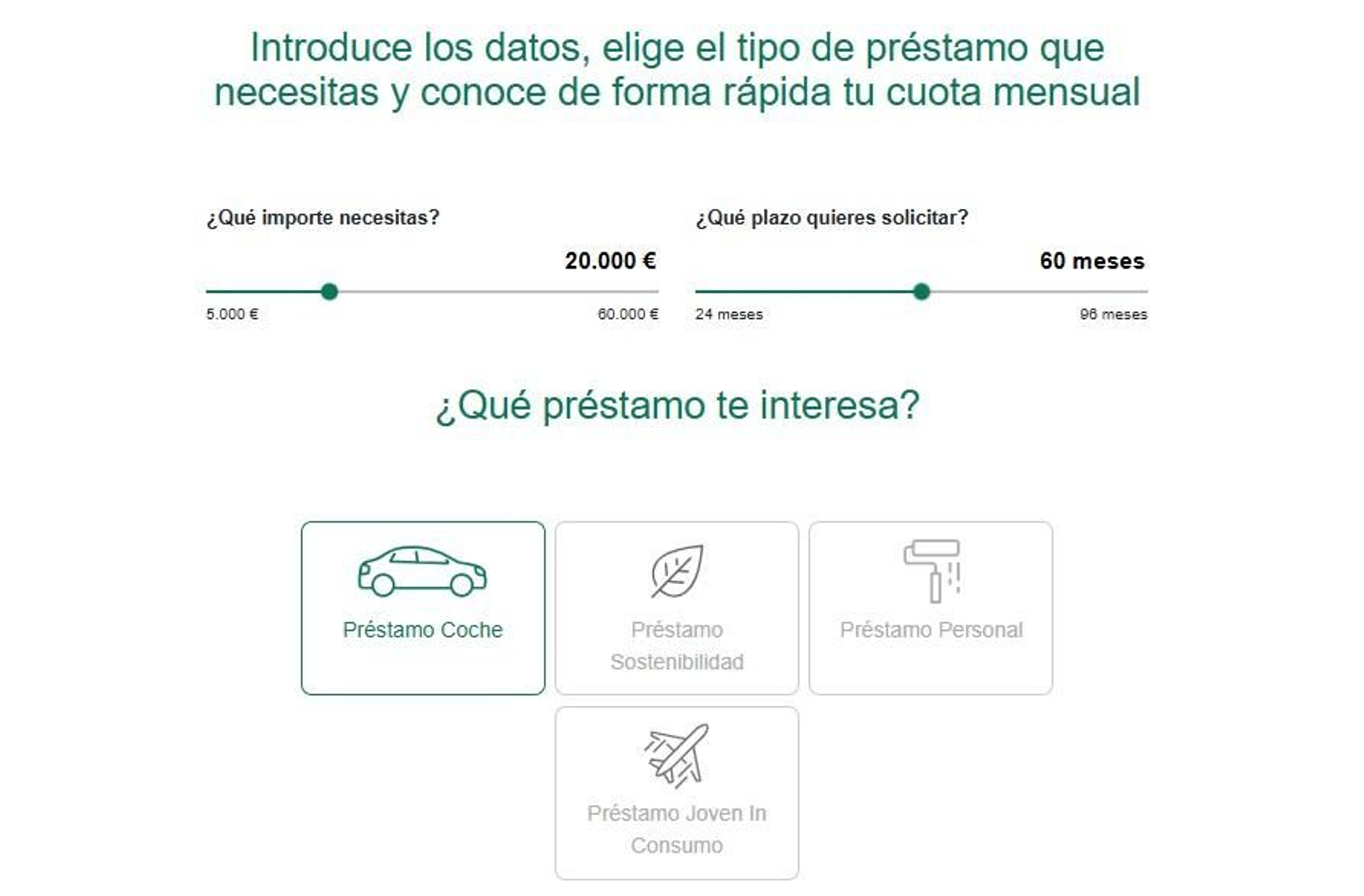 Imagen del simulador que Caja Rural Granada pone a disposición de sus clientes.