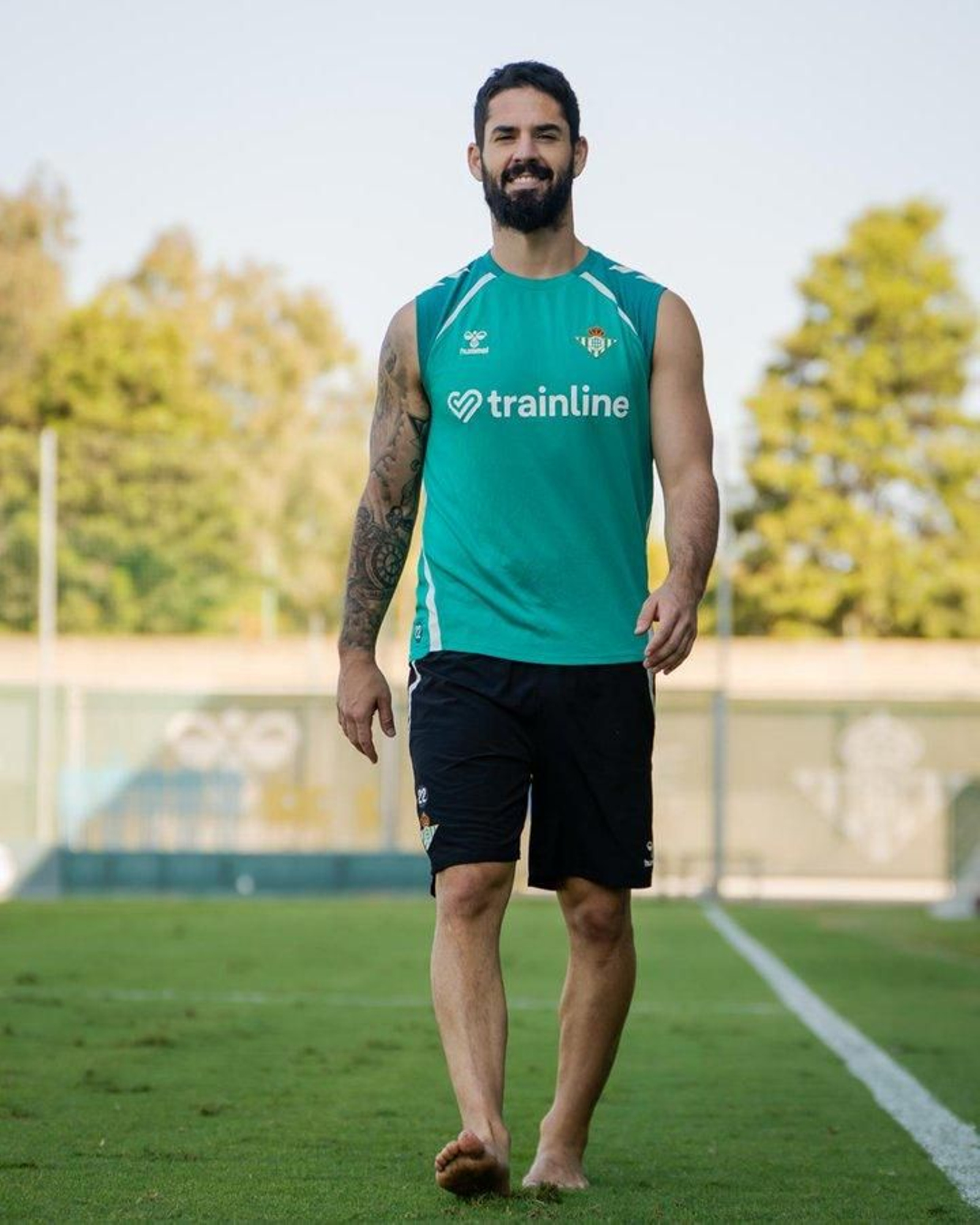 Isco, sonriente en el entrenamiento matinal del Betis de este viernes.