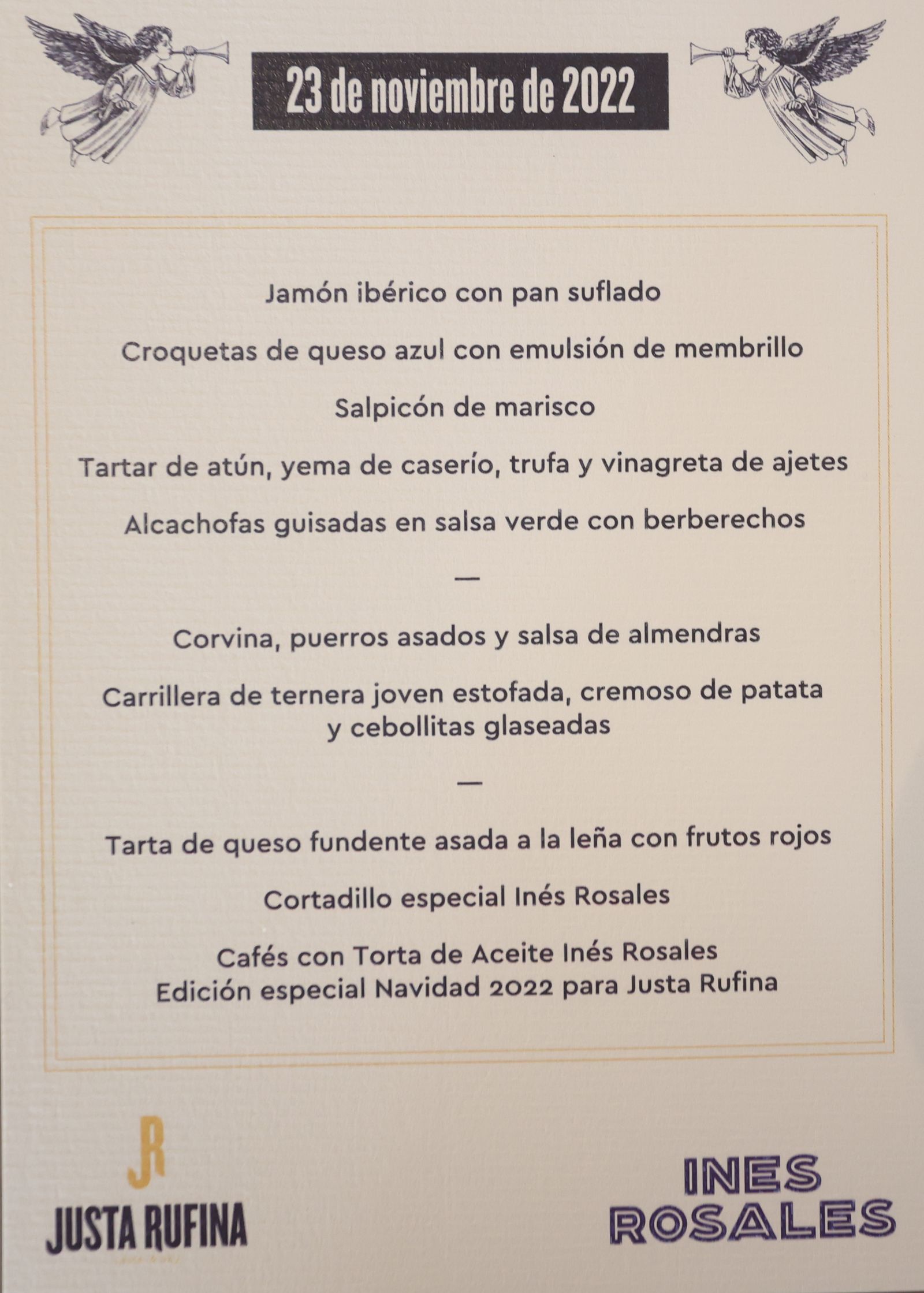 Menú Navidad 2022 Justa Rufina