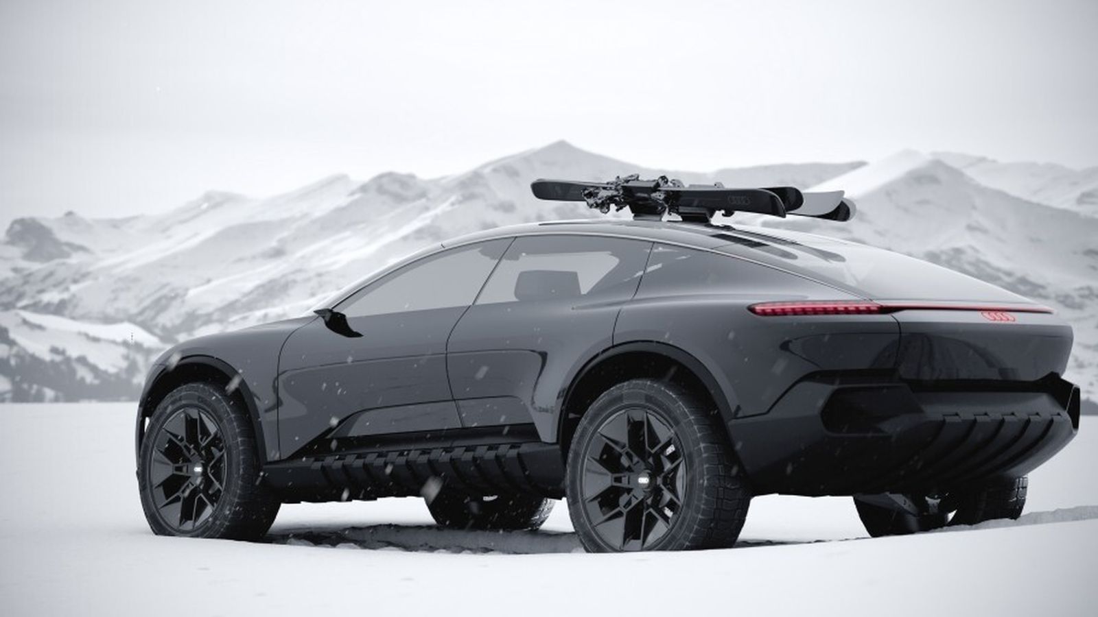 El Audi Ativesphere en su configuración de coupé. Tiene tracción a las cuatro ruedas gracias a motores eléctricos y la altura libre respecto al suelo de un todoterreno.