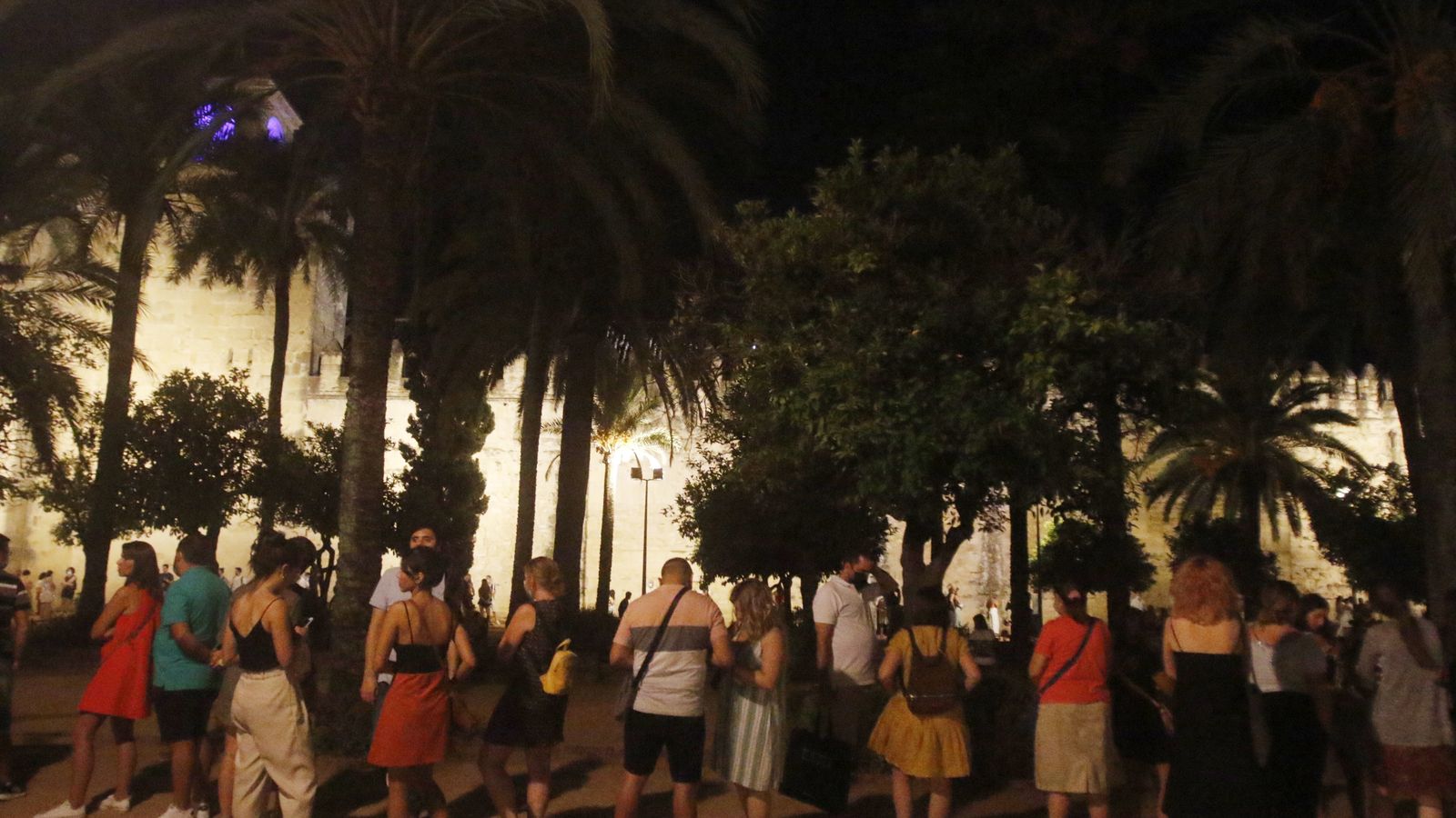 Numerosas personas guardan cola para visitar el Alcázar de los Reyes Cristianos.