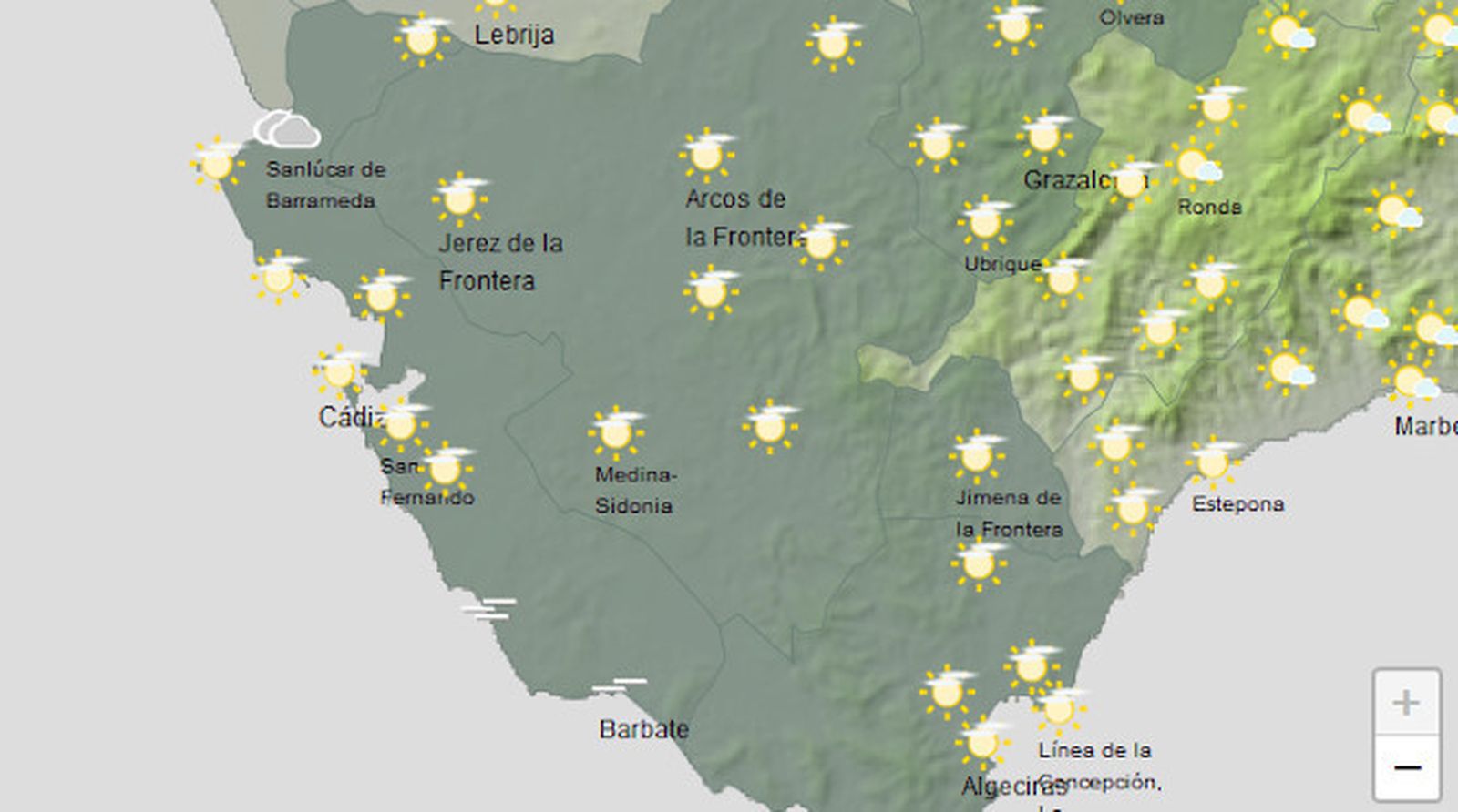 Previsión del tiempo para este martes.