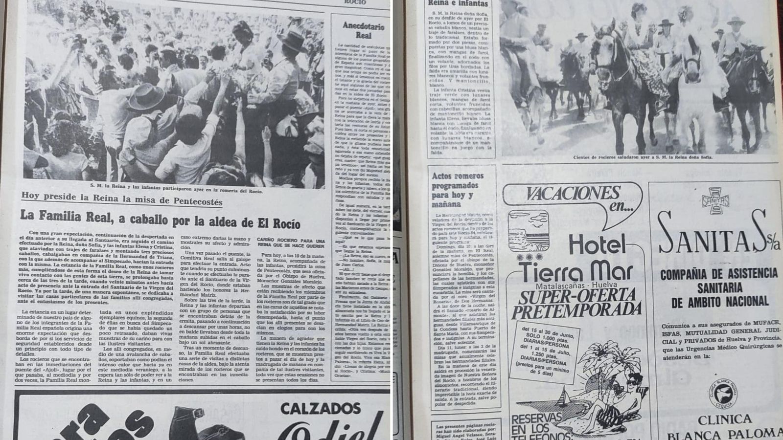 La Reina Sofía a su llegada a la aldea en 1984