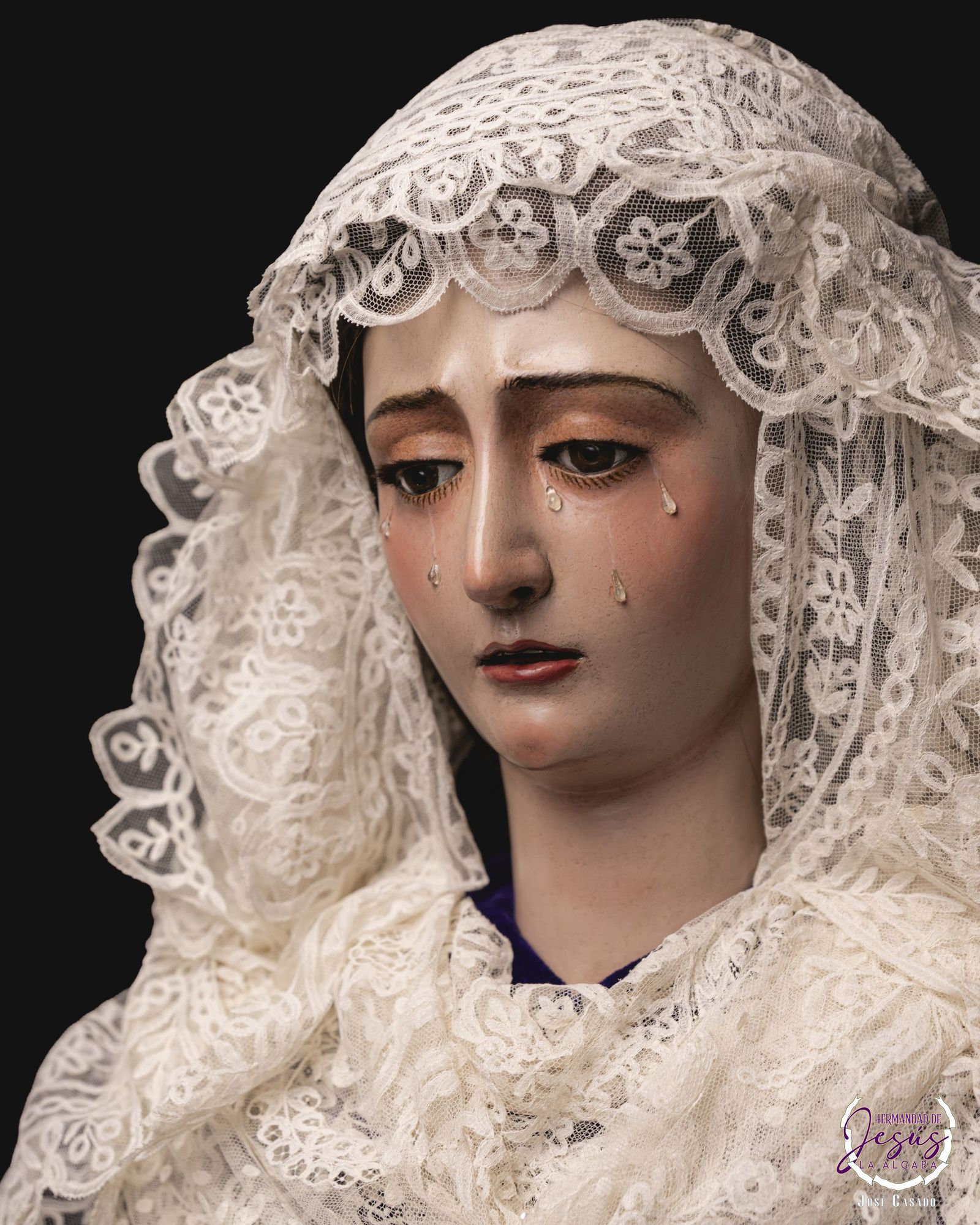 La Virgen de los Dolores, con mantilla, tras la restauración practicada por Enrique Gutiérrez Carrasquilla.