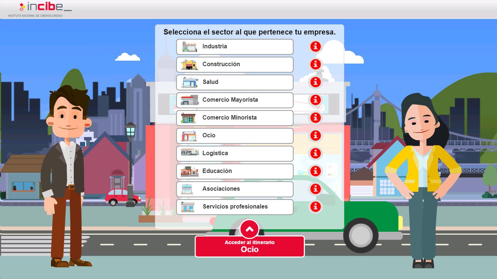 Acceso a los diferentes itinerarios elaborados por el Incibe para formar en ciberseguridad a las empresas.