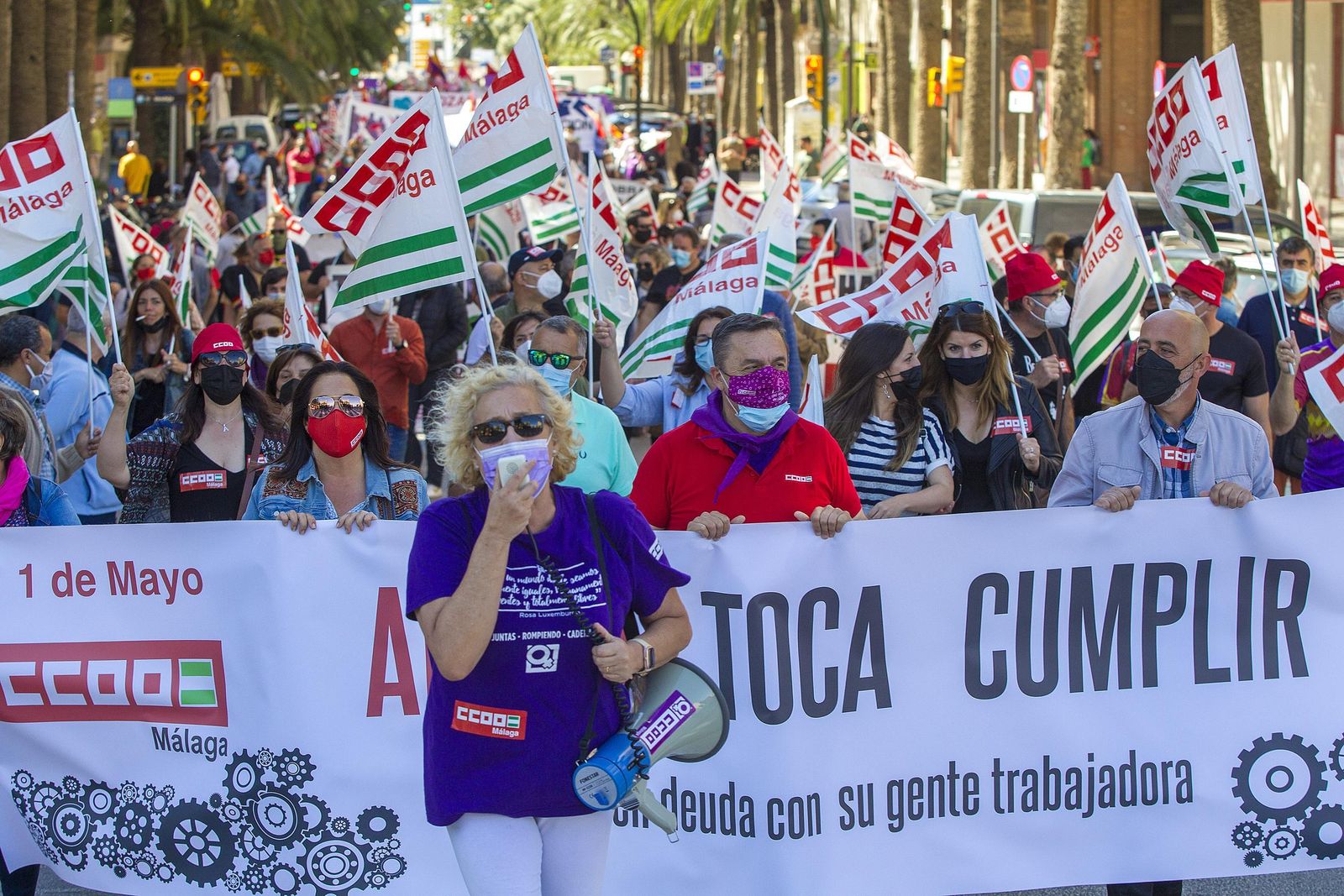 Primero de Mayo en Málaga marcado por la pandemia, en fotos