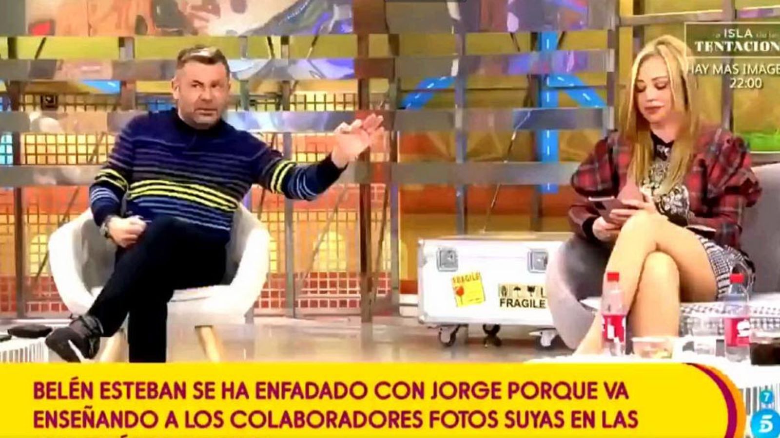 Momento de la pelea entre Jorge Javier y Belén Esteban, en pleno directo.
