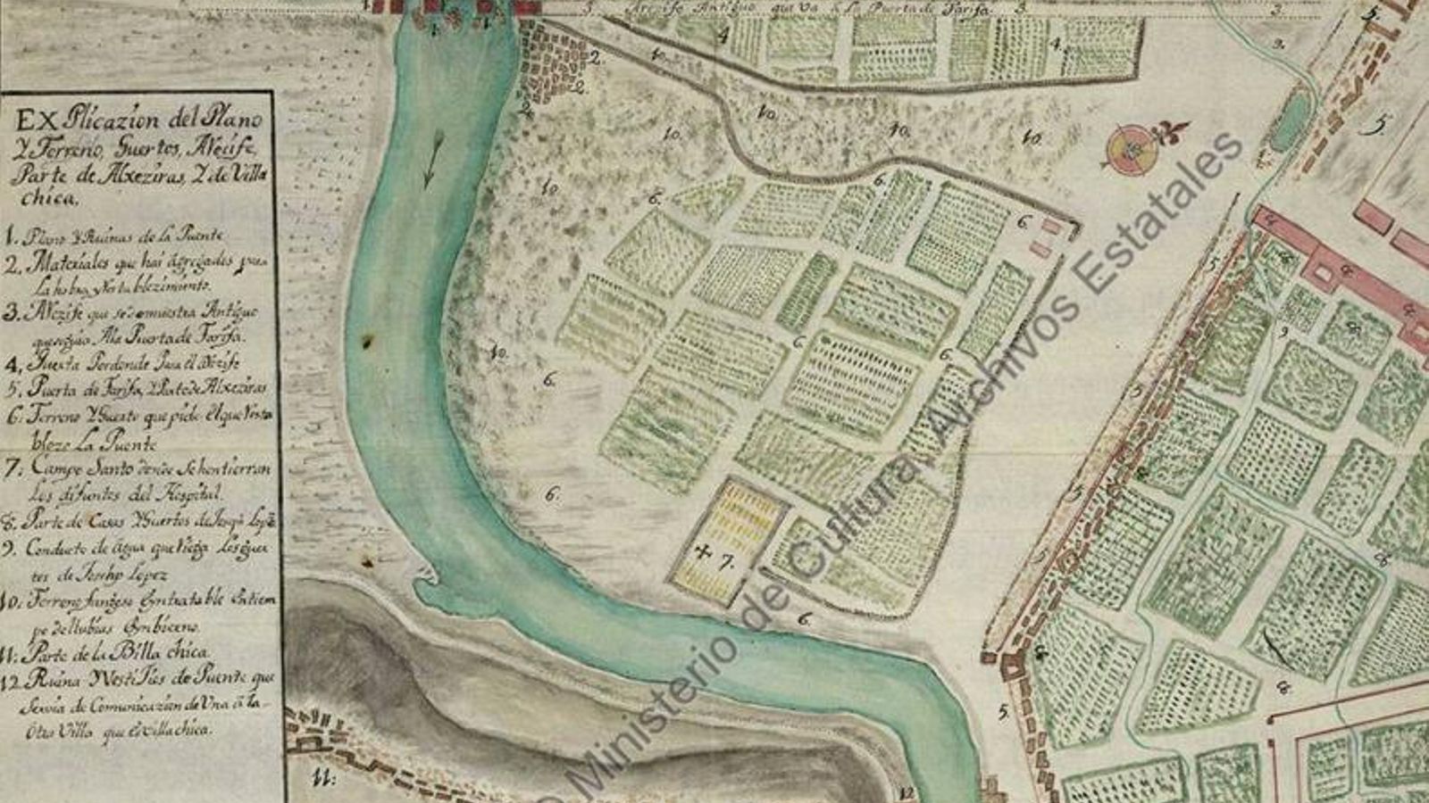 En este plano del siglo XVIII se aprecia el cementerio del hospital que existía en la plaza baja, así como el puente en ruinas, el antiguo estero pantanoso y los restos de la puerta de Tarifa. Aun no se han construido la Capilla del Cristo de La Alameda, ni su puente anexo, ni la Alameda Vieja, o el hospital de la Santa Caridad. En este plano del siglo XVIII se aprecia el cementerio del hospital que existía en la plaza baja, así como el puente en ruinas, el antiguo estero pantanoso y los restos de la puerta de Tarifa. Aun no se han construido la Capilla del Cristo de La Alameda, ni su puente anexo, ni la Alameda Vieja, o el hospital de la Santa Caridad.