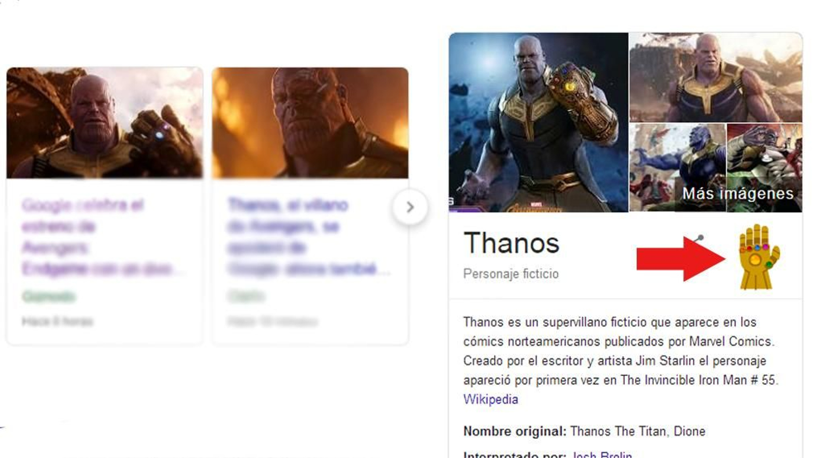 Google rinde homenaje a 'Vengadores: Endgame' con un huevo de pascua sobre Thanos