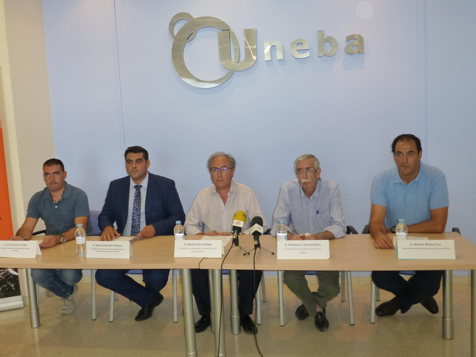 Antonio Díaz, presidente de CECO, en la comparecencia con los empresarios de Baena, Castro del Río y Espejo.