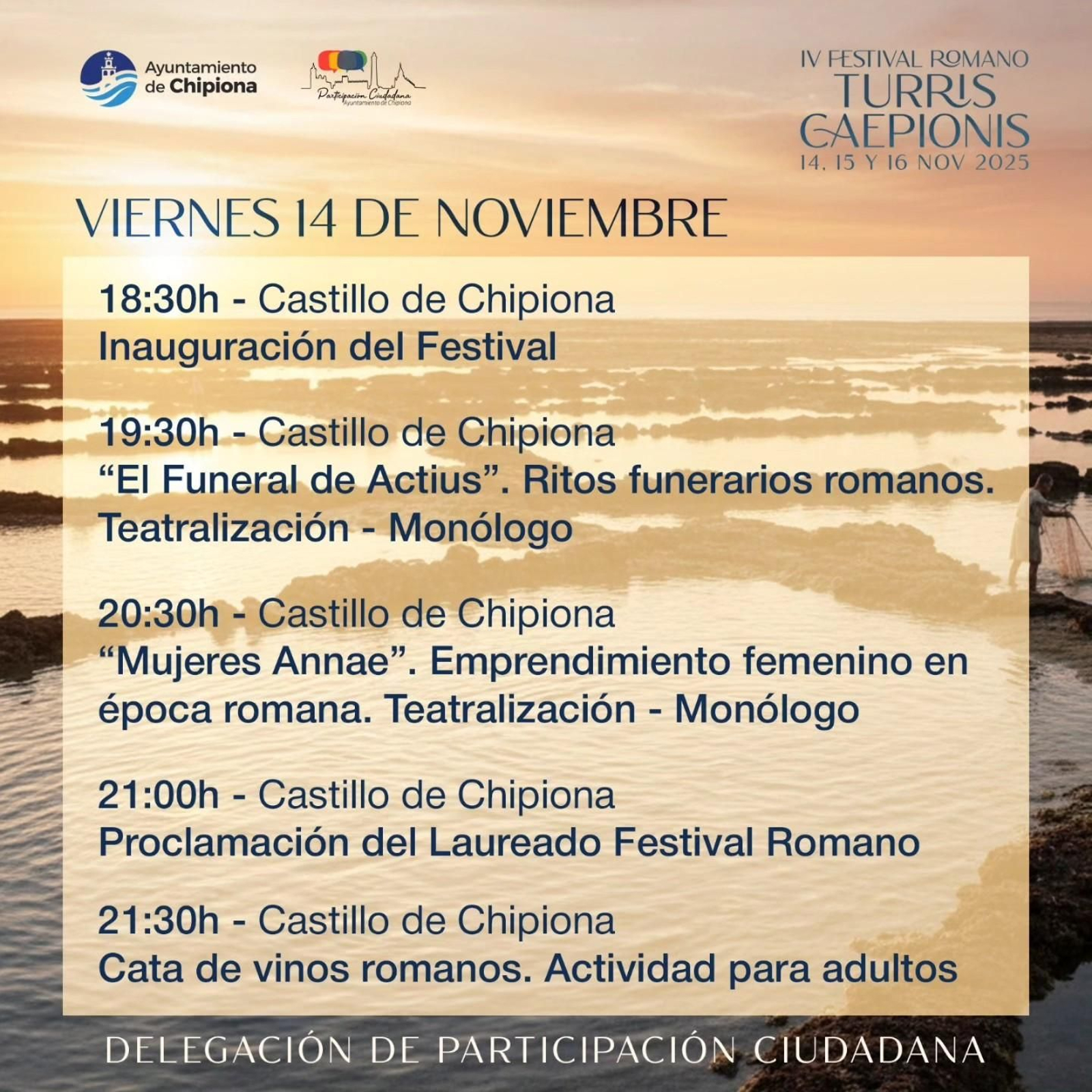 Viernes 14 de noviembre en el Festival Romano Turris Caepionis.