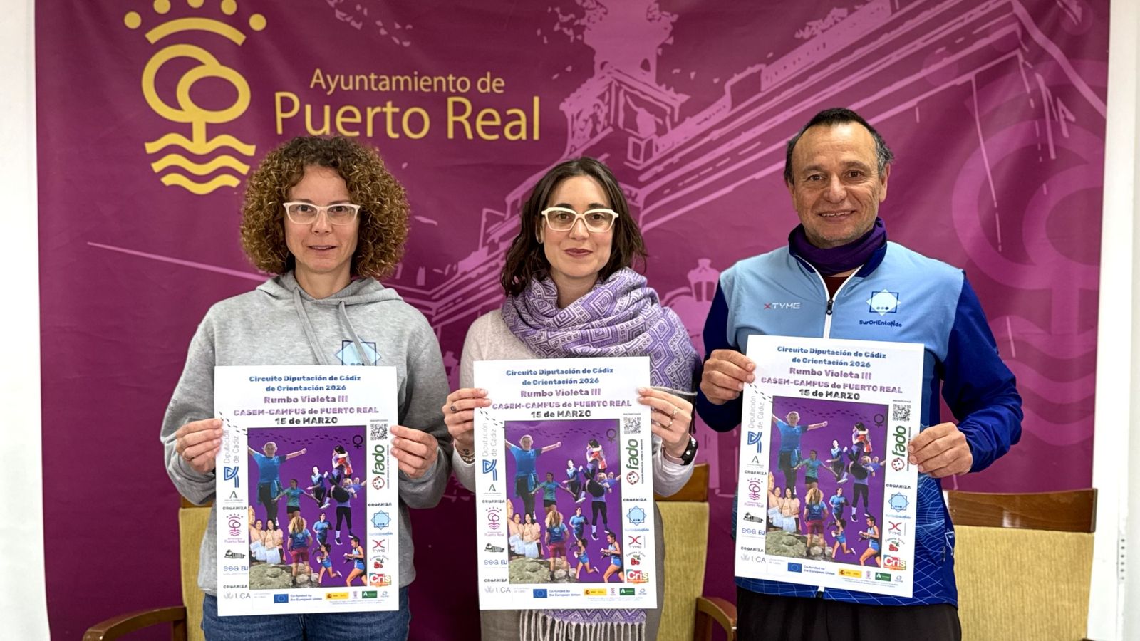 Patricia Peralta, Lorena Díaz y José Luis Rodríguez en la presentación de la prueba
