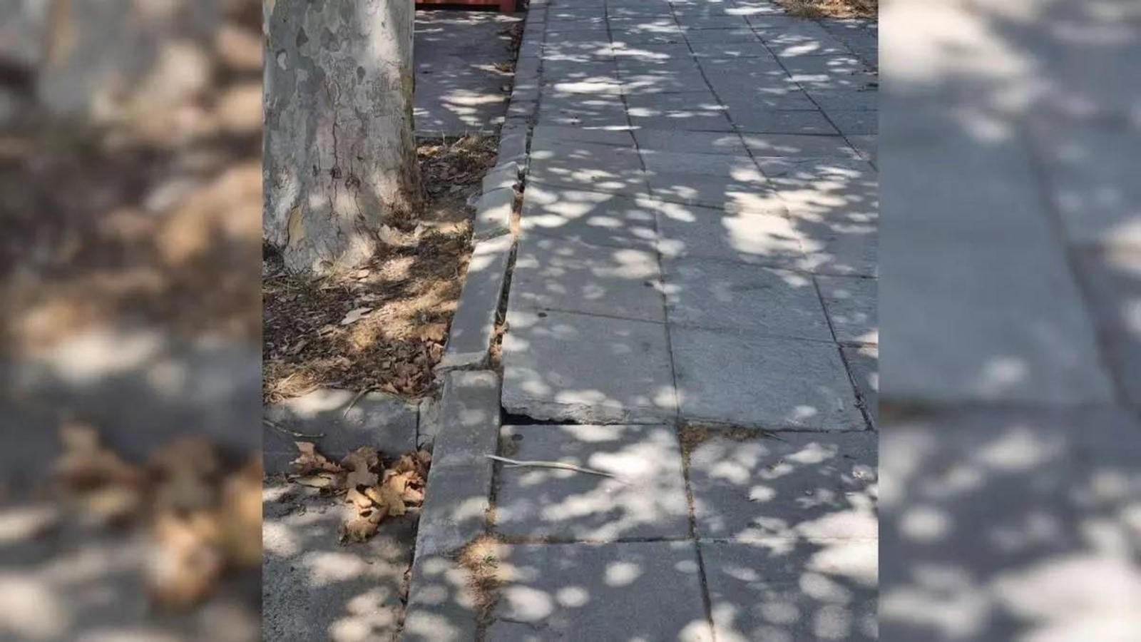 Estado del acerado de la calle Ermita.