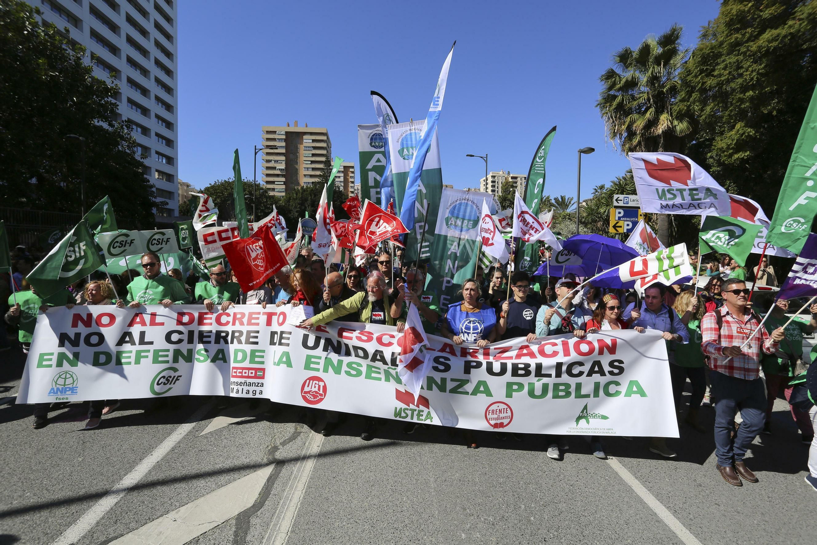 La manifestación por la huelga educativa en Málaga, en fotos