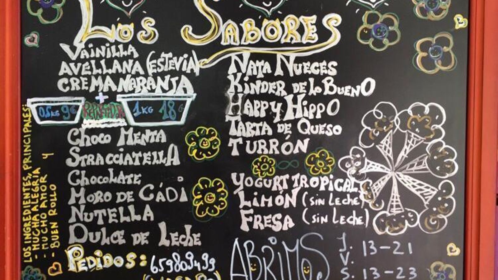 Carta de sabores