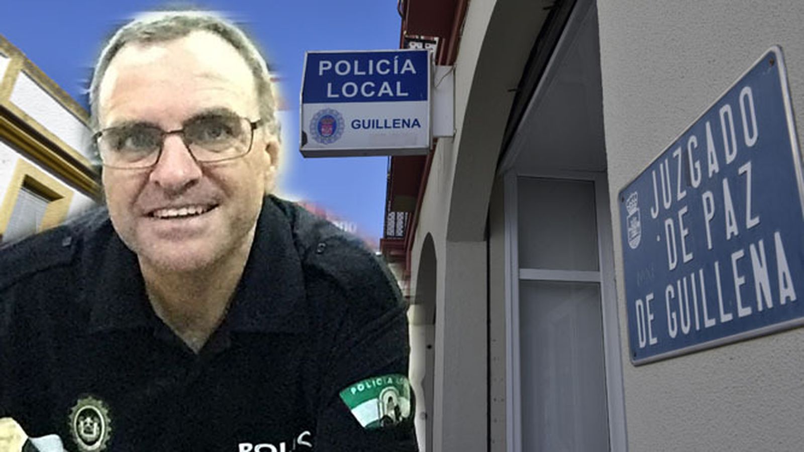 Francisco Barranco, con la sede de la Policía Local de Guillena de fondo.