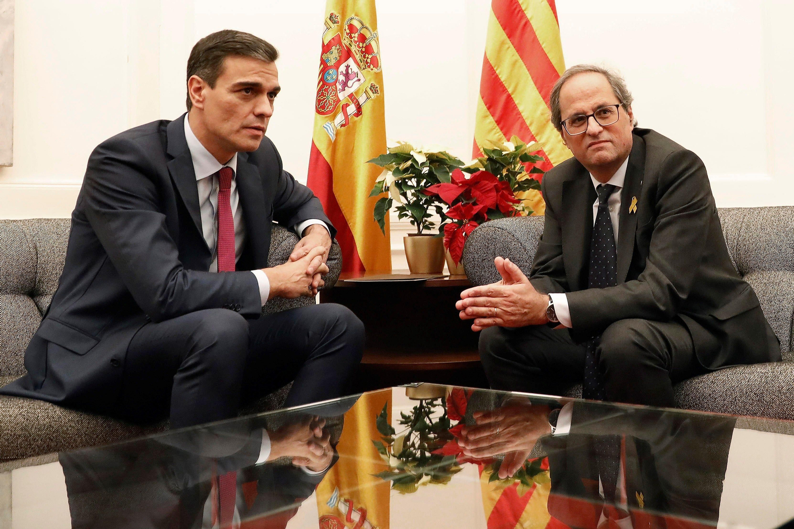 El presidente del Gobierno, Pedro  Sánchez , y el de la Generalitat, Quim Torra.