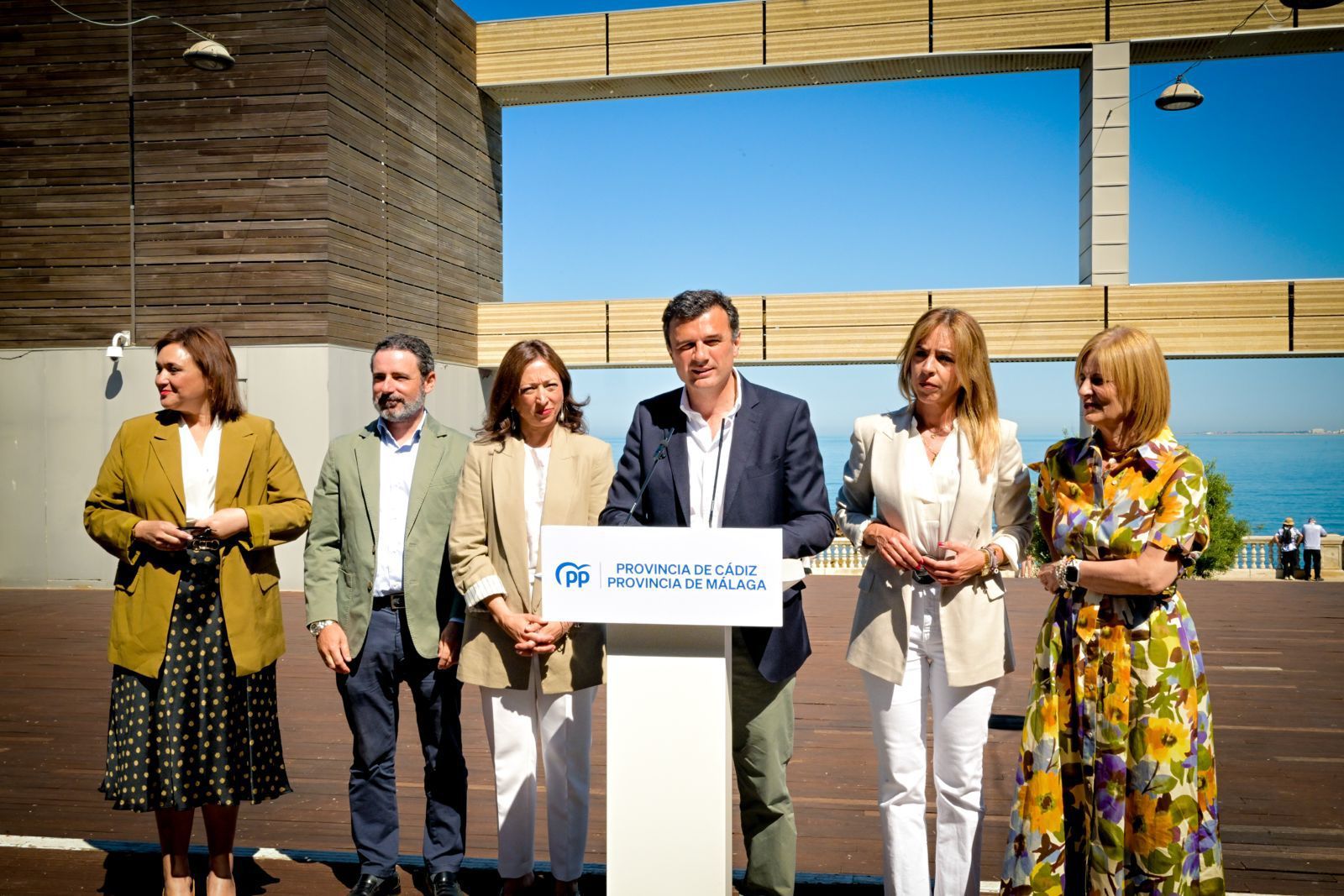 Responsables del PP en Cádiz y Málaga en una comparecencia conjunta.