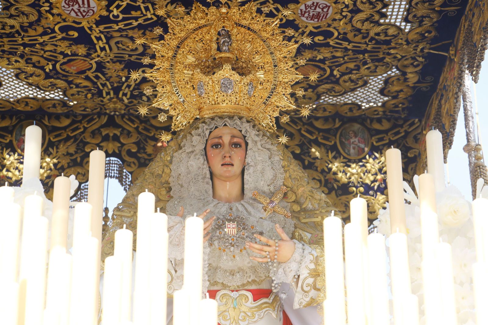La Virgen de la Merced, durante su salida procesional del Lunes Santo de 2023.