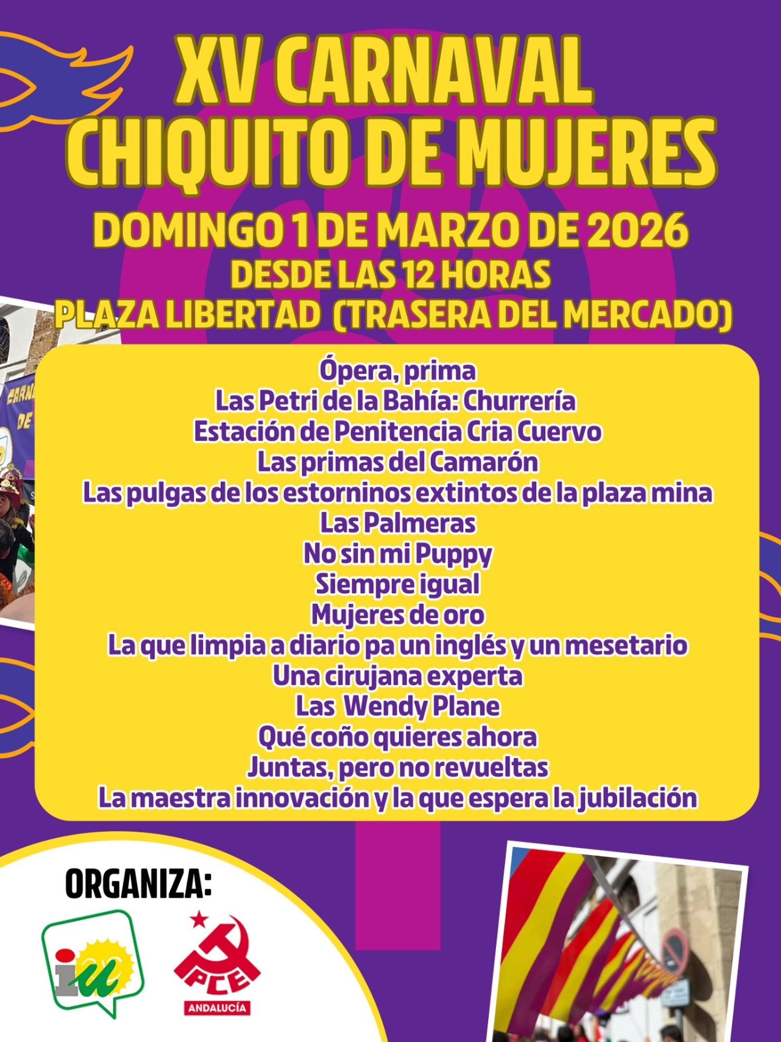 Cartel del XV Carnaval Chiquito de Mujeres.