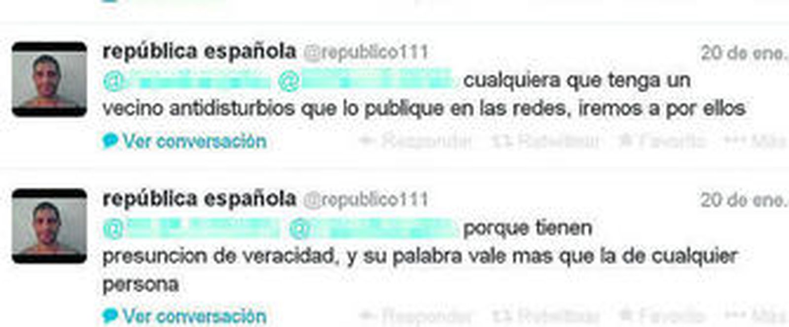 La Fiscalía ve delito en el tuit que pedía revelar la identidad de policías