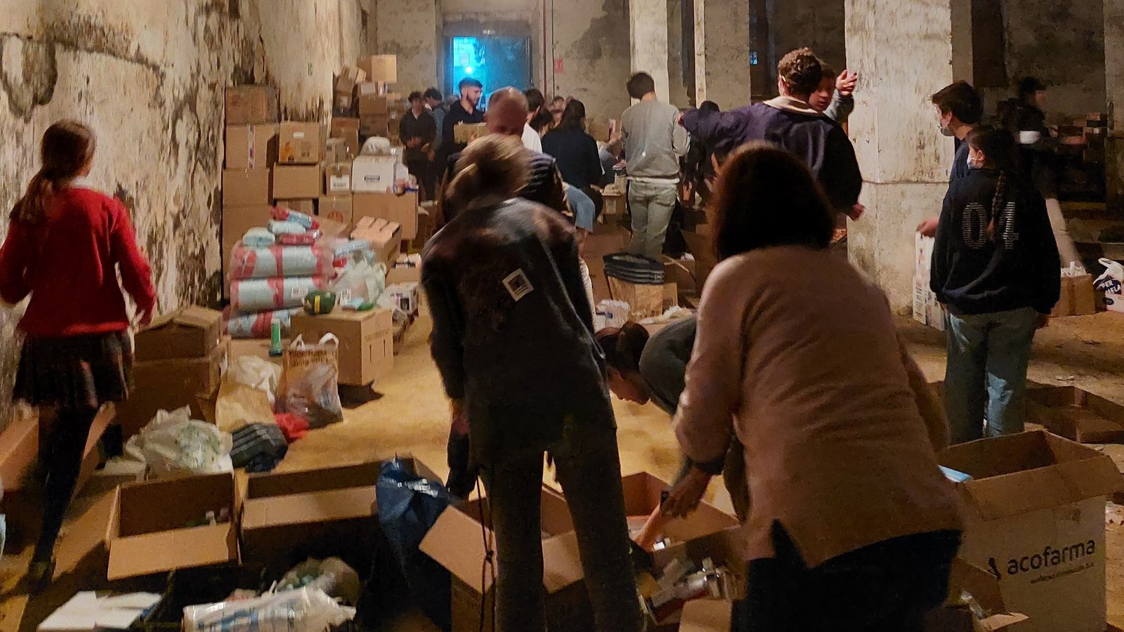 Los voluntarios, trabajando en la recogida.