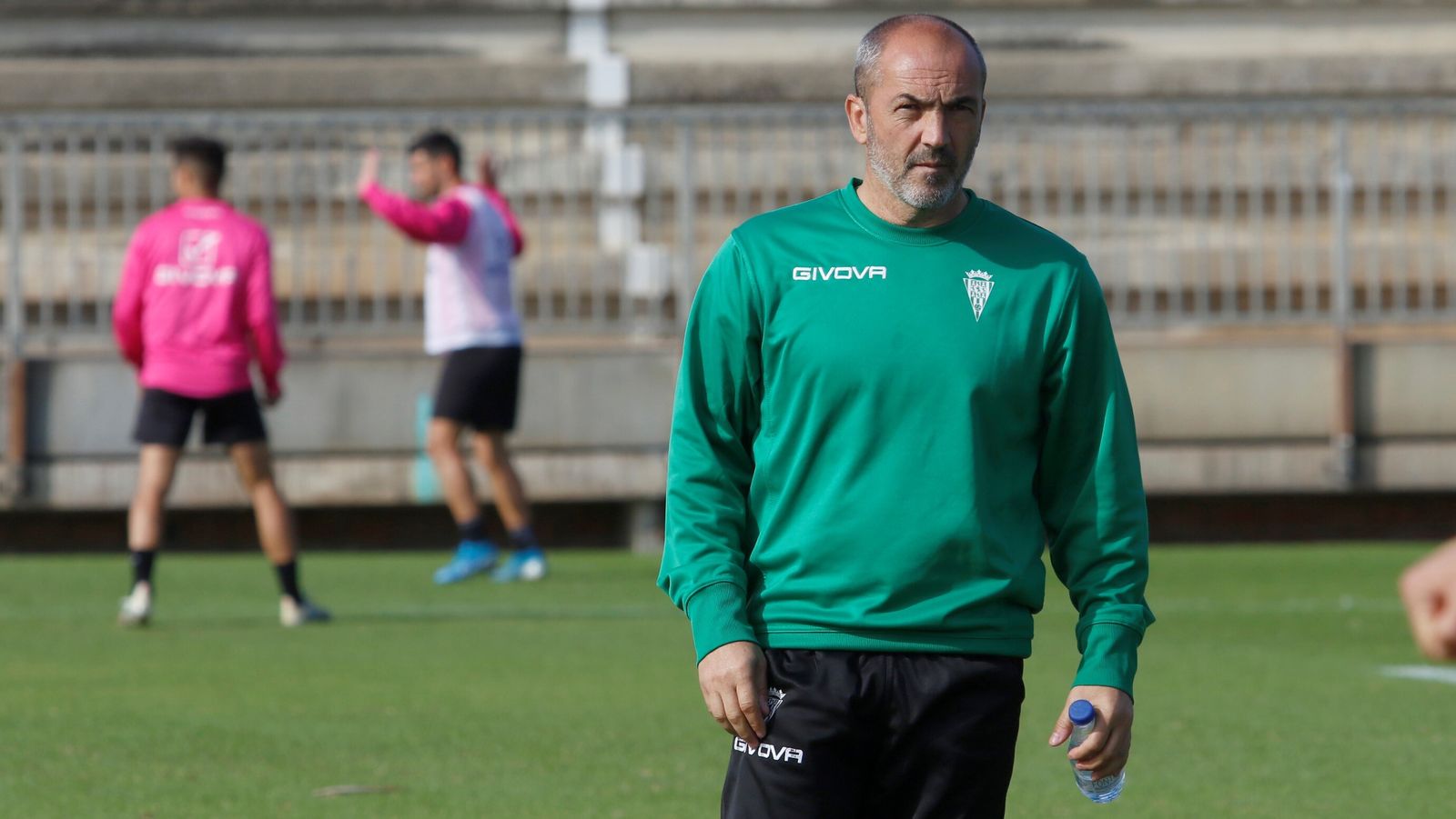 Juan Sabas, en el entrenamiento del Córdoba CF.