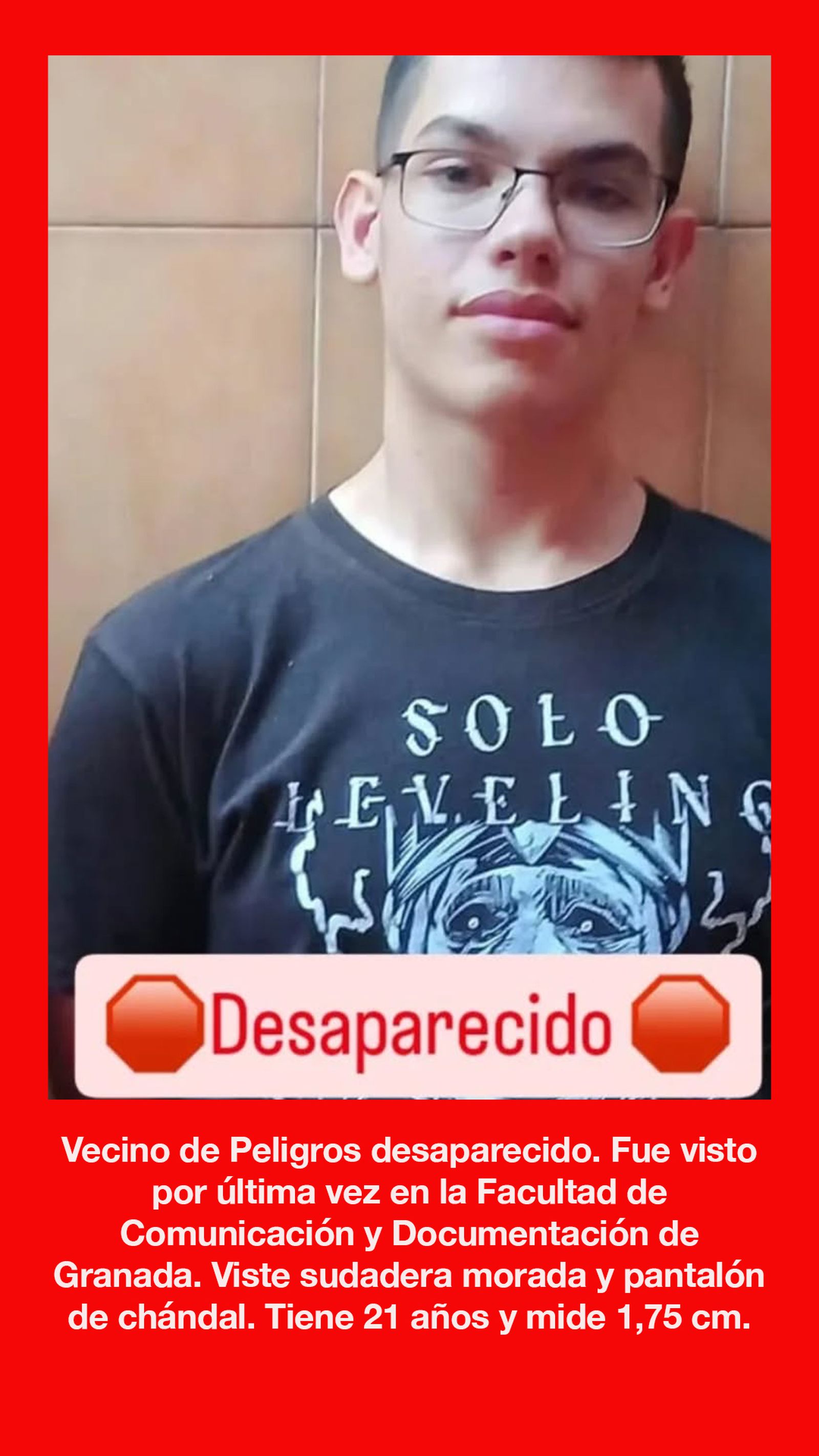 Imagen de Raúl difundida por el Ayuntamiento de Peligros.